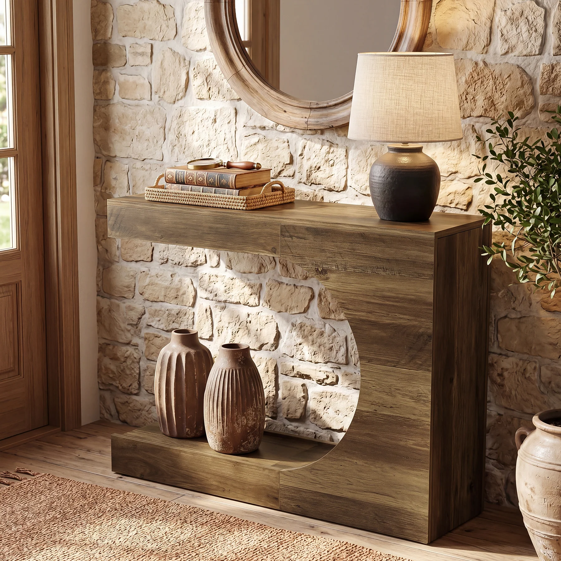 Tribesigns 40-Inch Farmhouse Console Table with C-Shaped Design, Small Entryway Table for Foyer and Living Room - Image 8