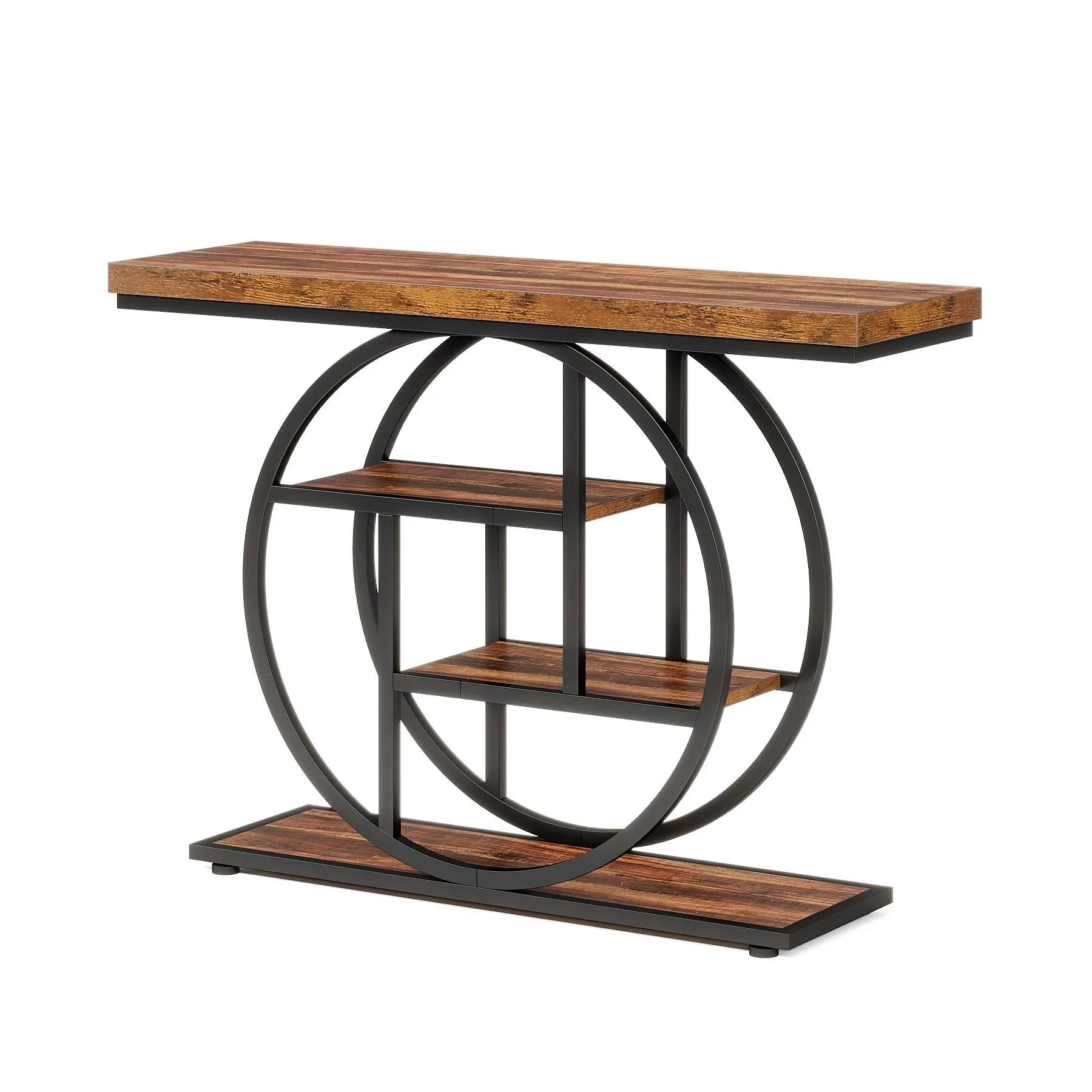 41.3" Console Table, Industrial 4-Tier Sofa Entryway Table with Circle Base - Image 13