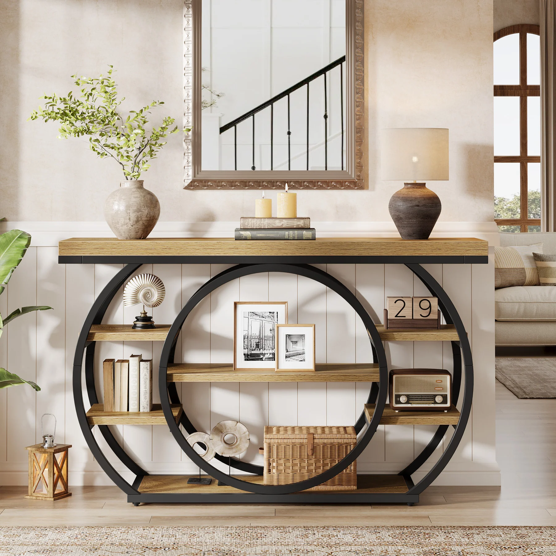 Tribesigns 47" Console Table, 5-Tier Industrial Entryway Table with Metal Frame - Image 12