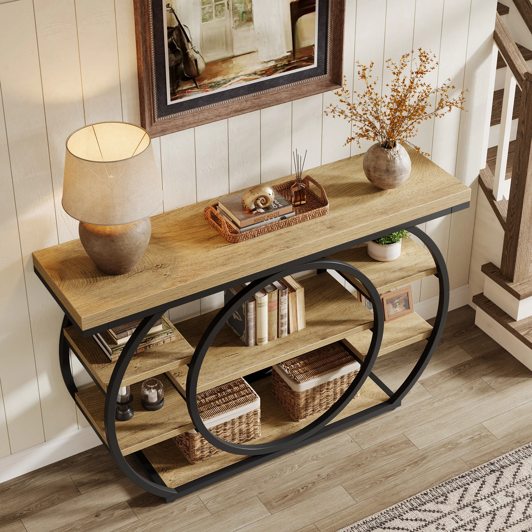 Tribesigns 47" Console Table, 5-Tier Industrial Entryway Table with Metal Frame - Image 13