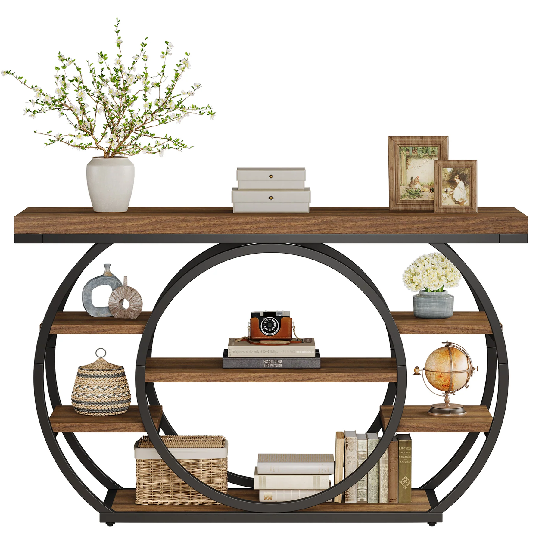 Tribesigns 47" Console Table, 5-Tier Industrial Entryway Table with Metal Frame - Image 26