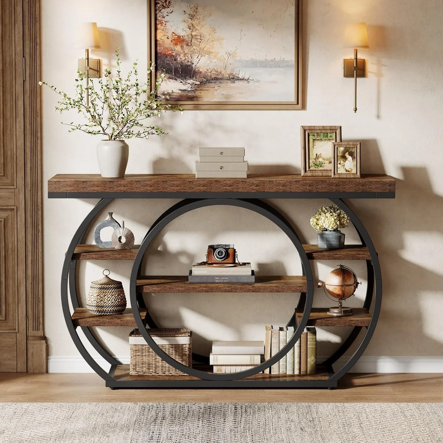 Tribesigns 47" Console Table, 5-Tier Industrial Entryway Table with Metal Frame - Image 5