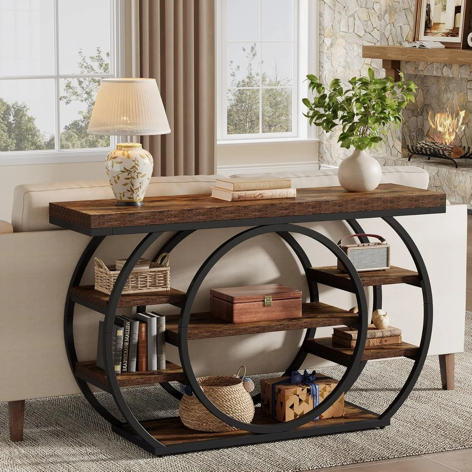 Tribesigns 47" Console Table, 5-Tier Industrial Entryway Table with Metal Frame - Image 7