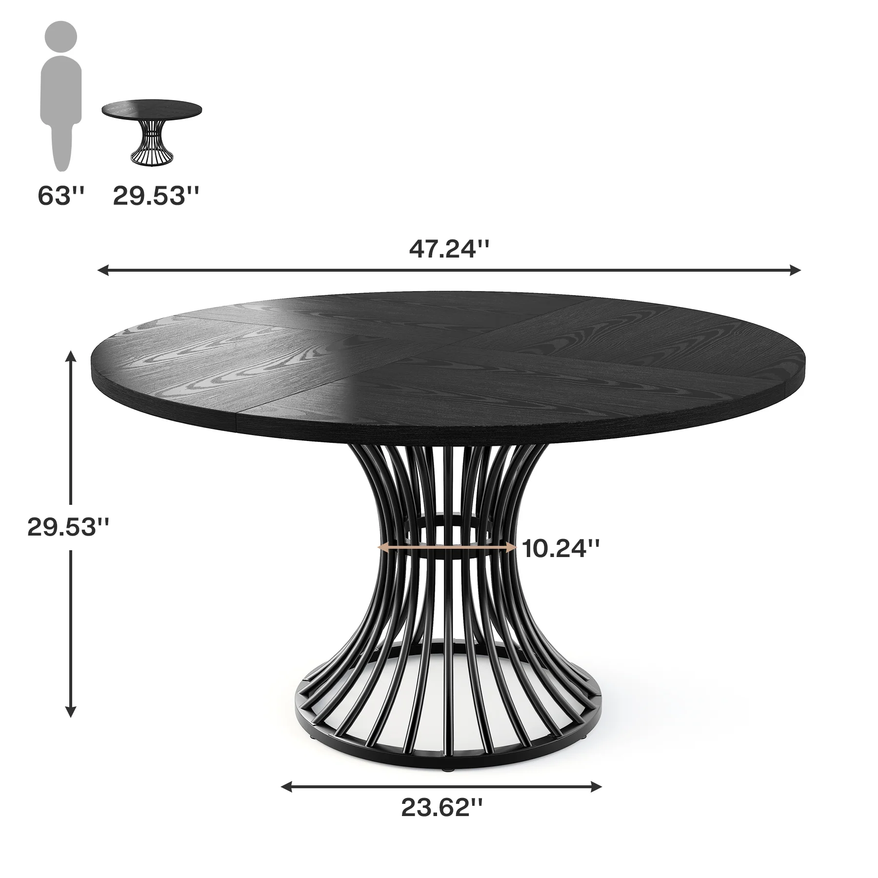 Round Dining Table for 4-6, 47" Farmhouse Circle Kitchen Table - Image 13