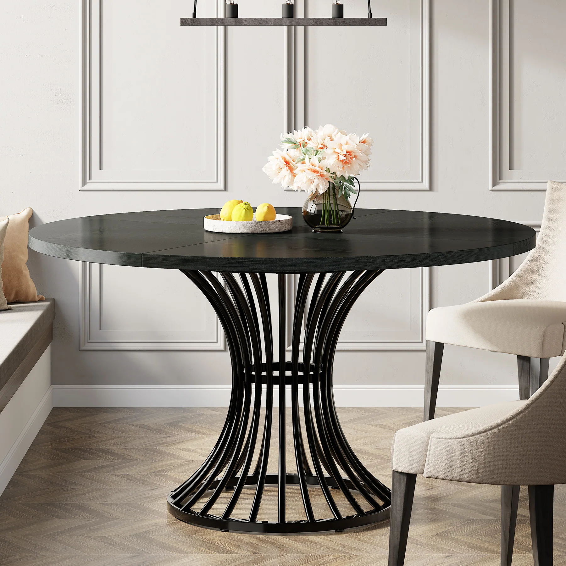 Round Dining Table for 4-6, 47" Farmhouse Circle Kitchen Table - Image 15