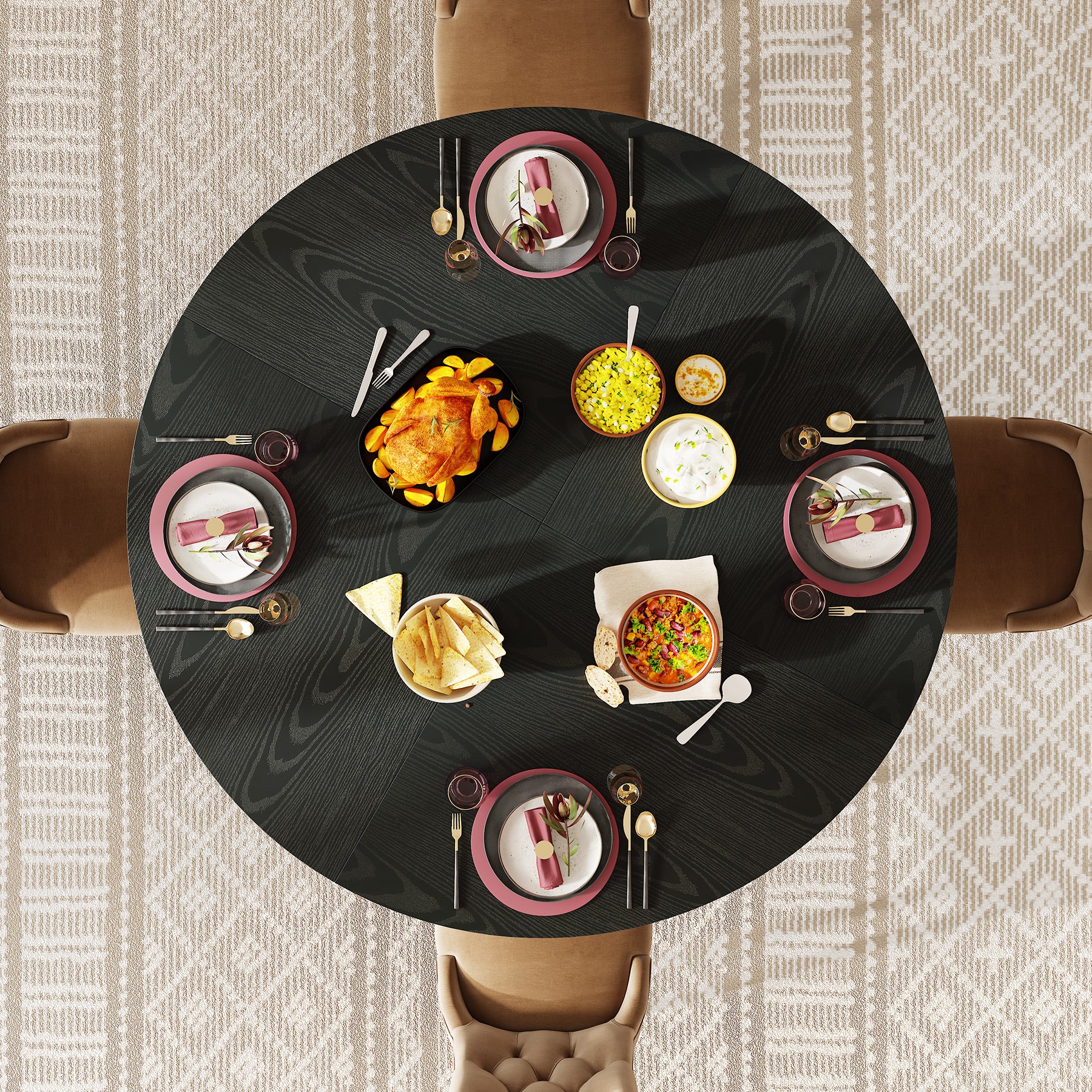 Round Dining Table for 4-6, 47" Farmhouse Circle Kitchen Table - Image 16
