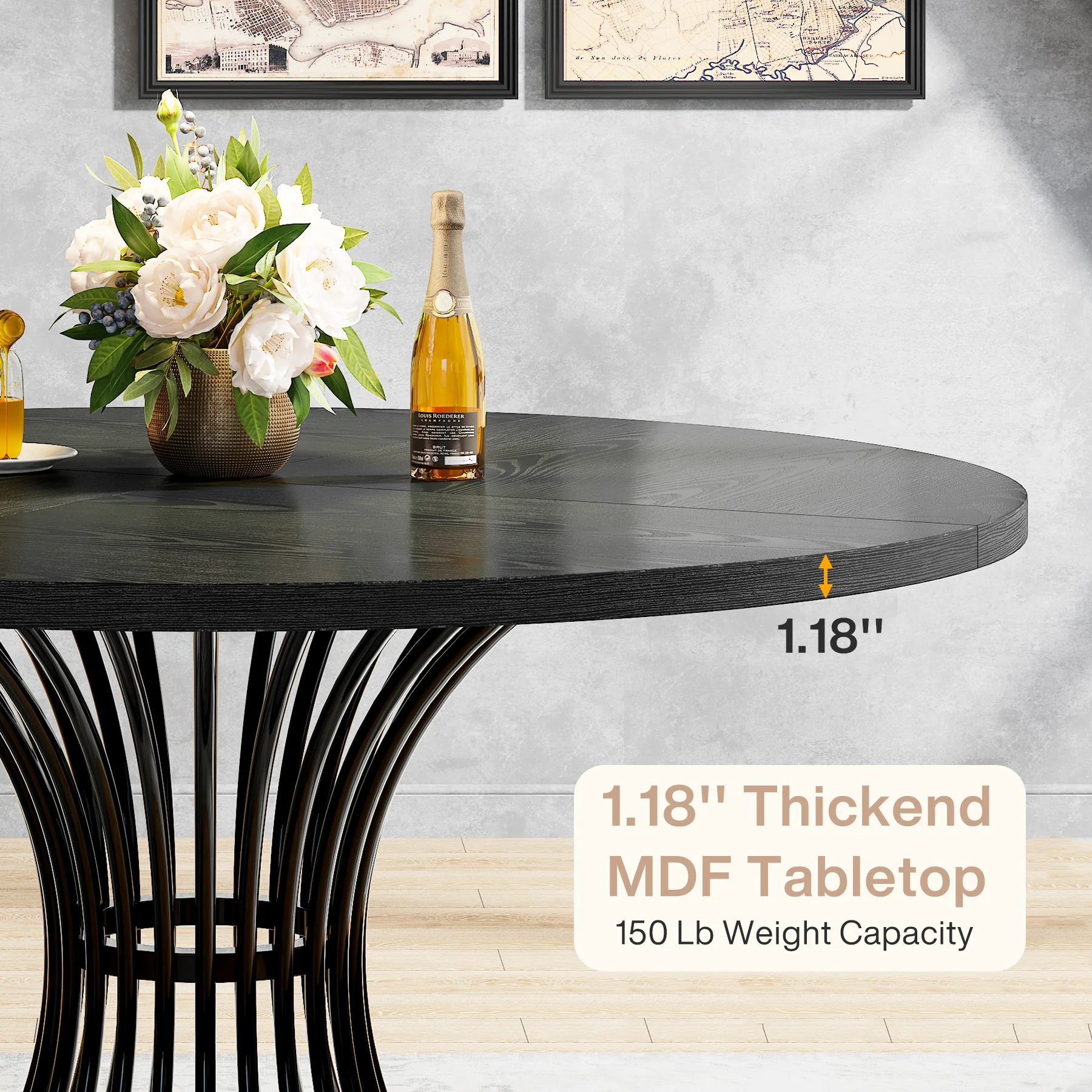Round Dining Table for 4-6, 47" Farmhouse Circle Kitchen Table - Image 17