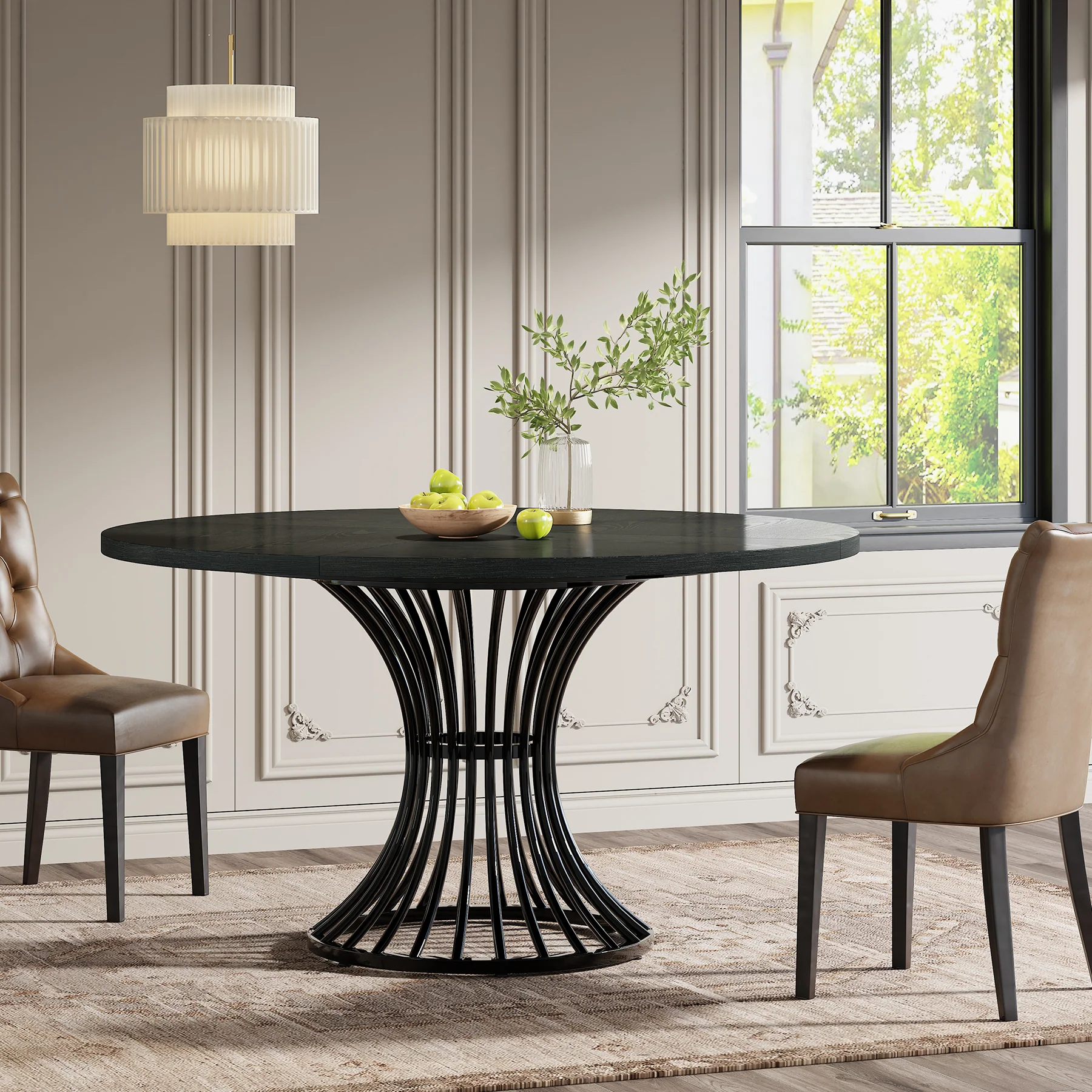 Round Dining Table for 4-6, 47" Farmhouse Circle Kitchen Table - Image 18