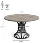 Round Dining Table for 4-6, 47" Farmhouse Circle Kitchen Table - Image 9