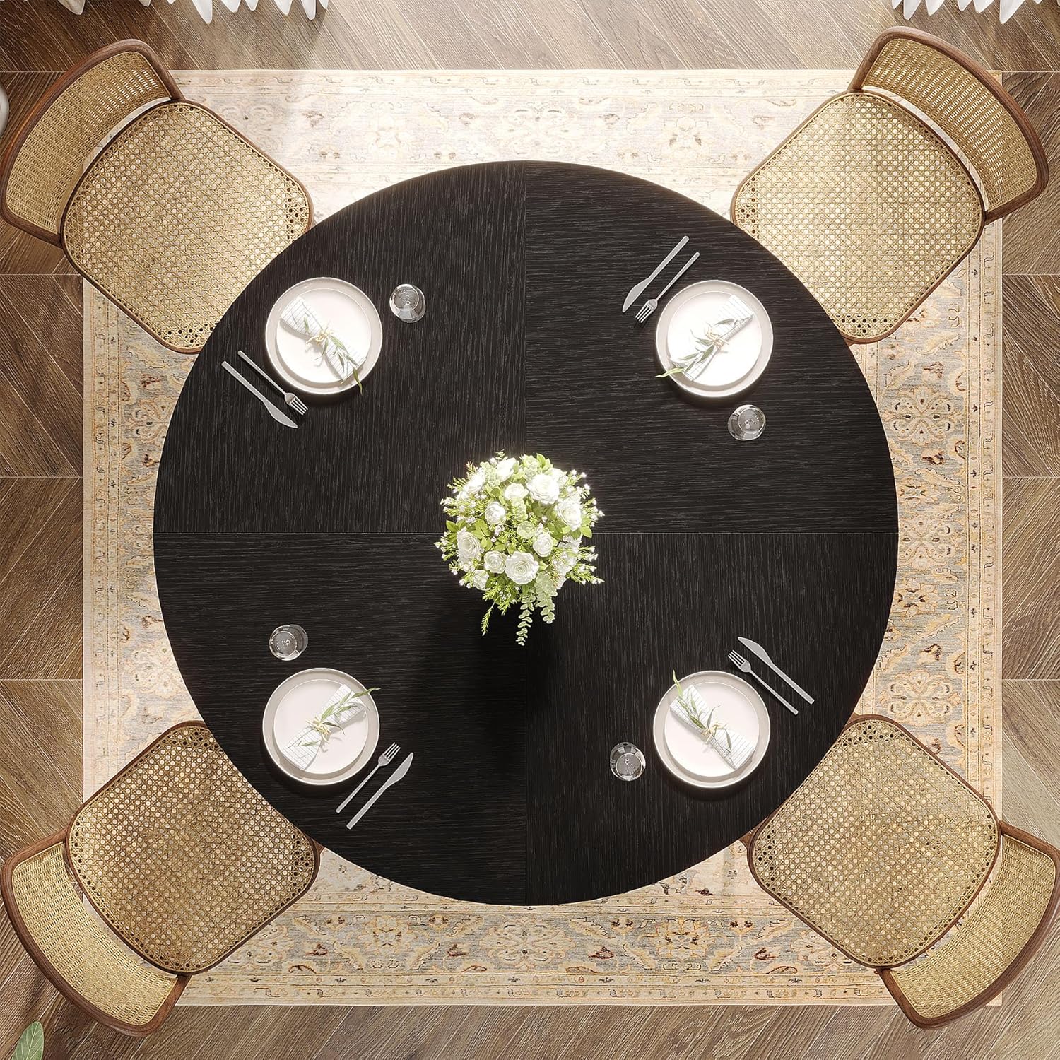47" Wood Dining Table, Round Kitchen Table for 4-6 People - Image 12