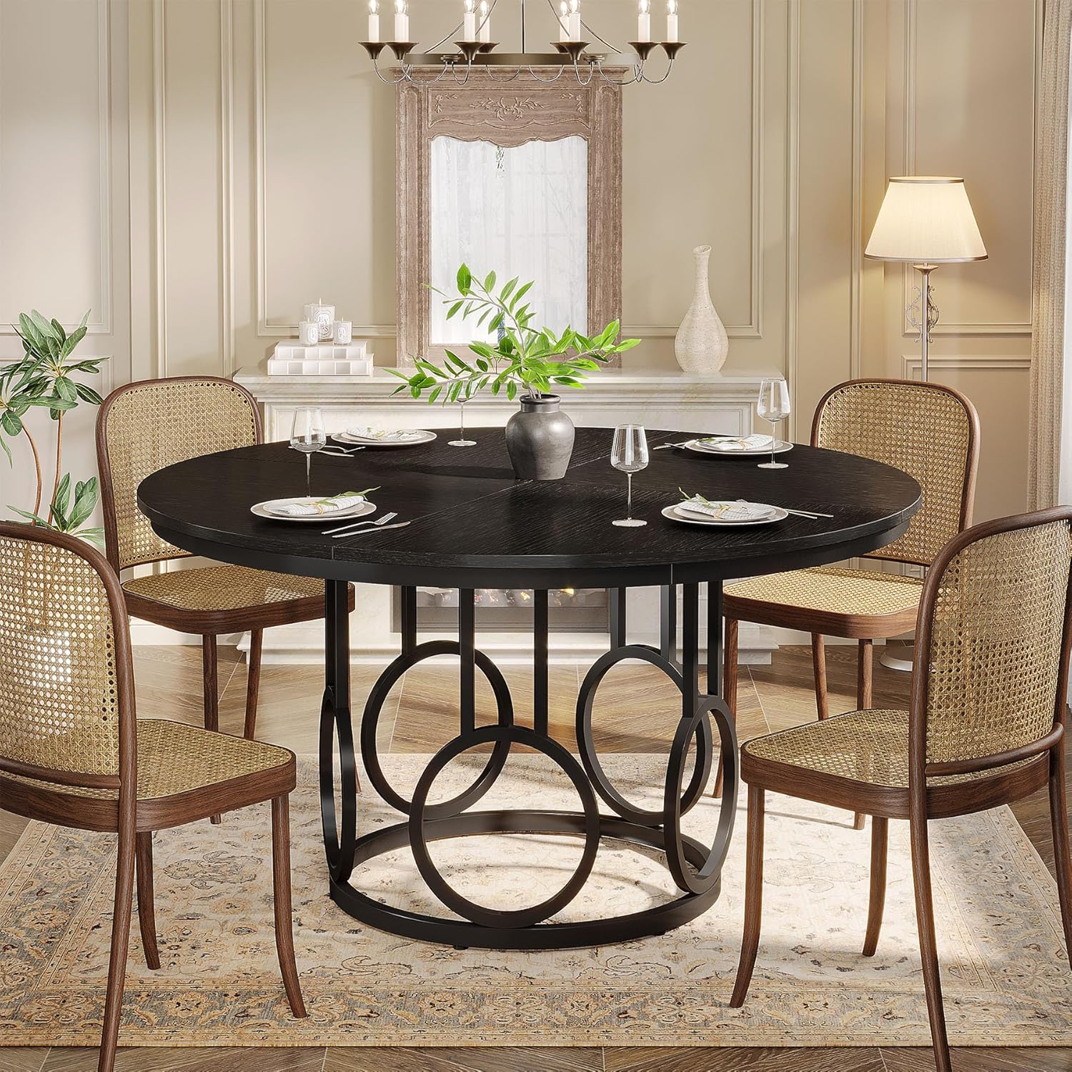 47" Wood Dining Table, Round Kitchen Table for 4-6 People - Image 14