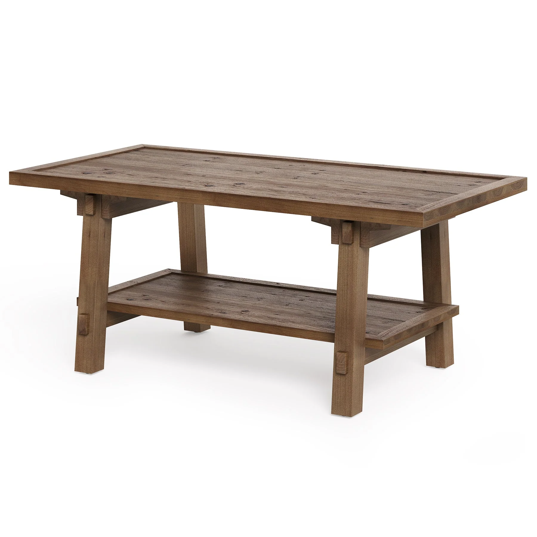 47 Inch Solid Wood Coffee Table, Rustic Farmhouse Rectangle Center Table - Image 8