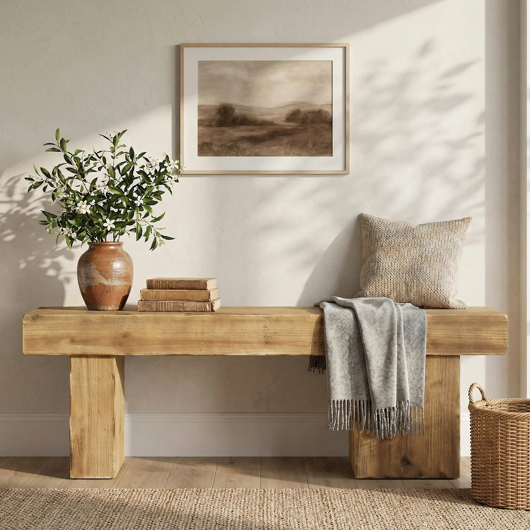 Tribesigns 47-Inch Solid Wood Entryway Bench, Thick Seat Bench for Hallway - Image 5