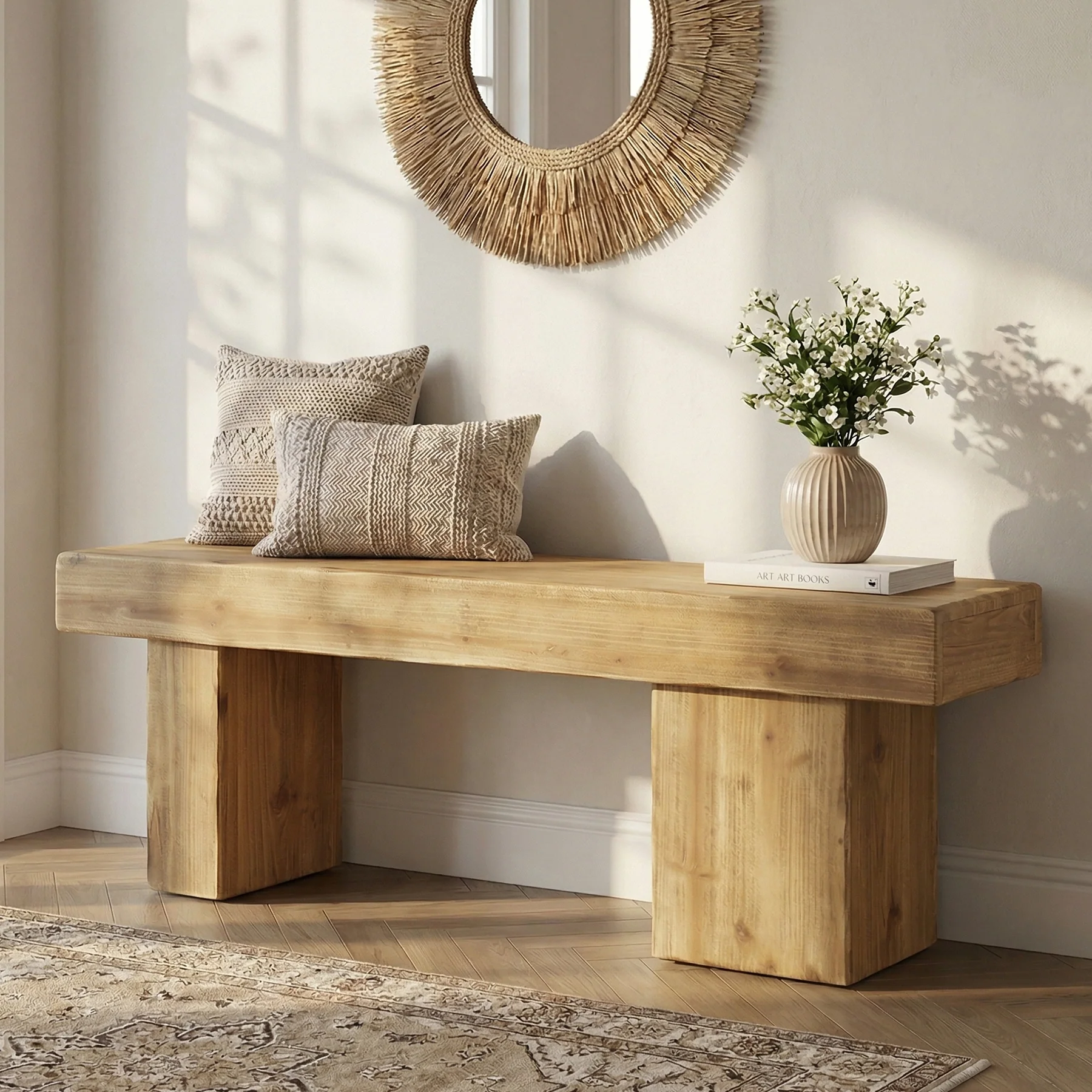 Tribesigns 47-Inch Solid Wood Entryway Bench, Thick Seat Bench for Hallway - Image 7