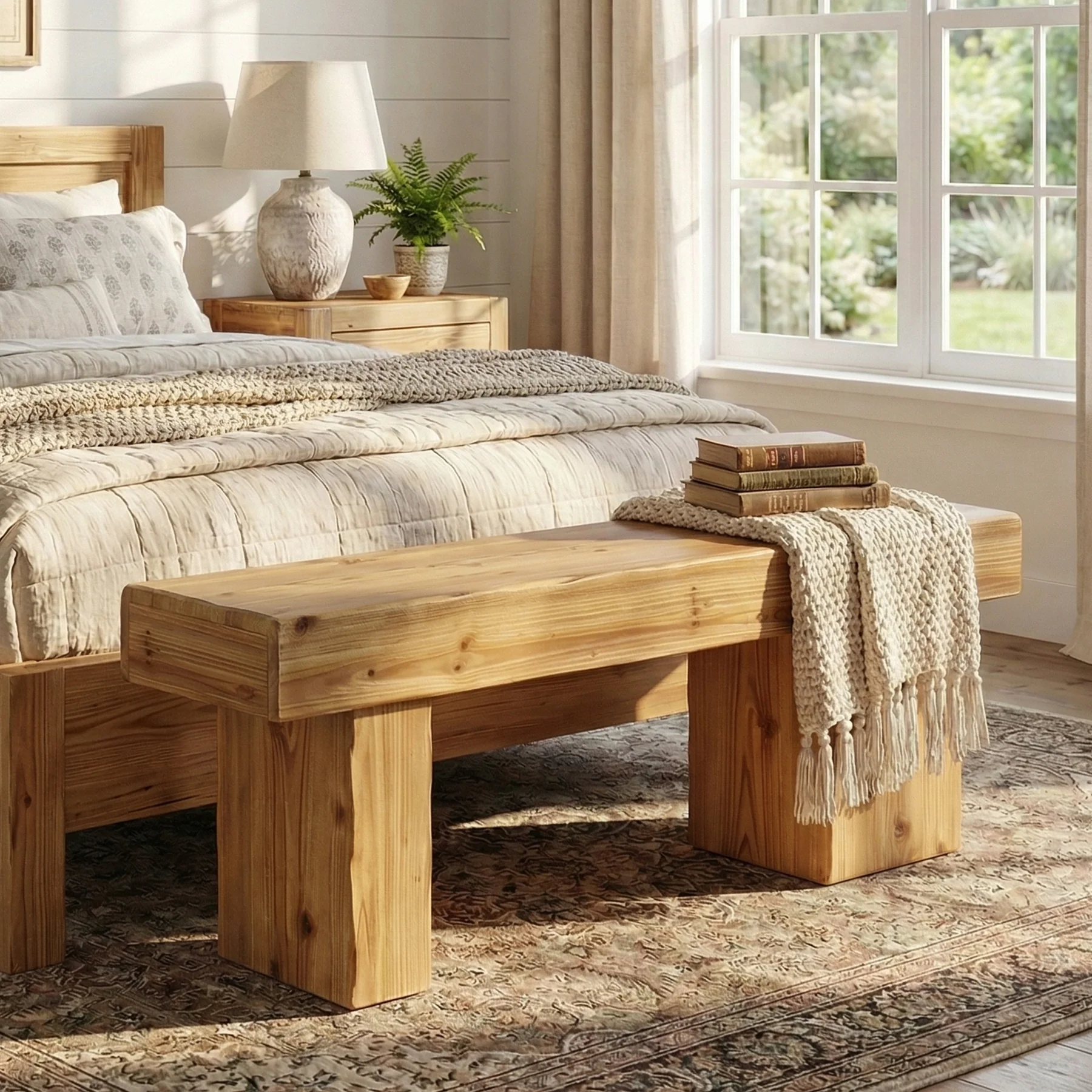 Tribesigns 47-Inch Solid Wood Entryway Bench, Thick Seat Bench for Hallway - Image 9