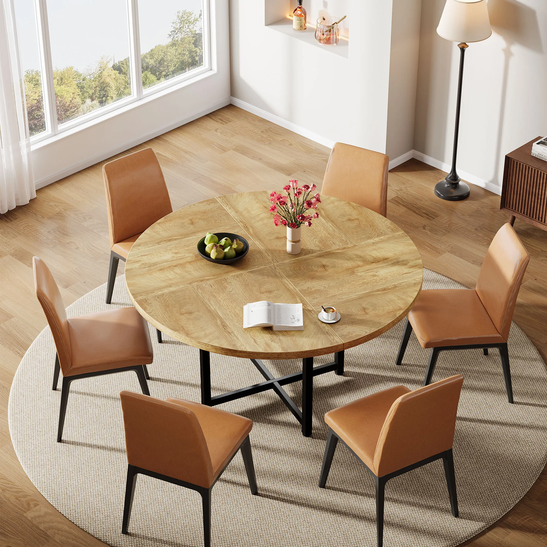47" Round Dining Table, Heavy-Duty Metal Base, Space-Saving - Image 11