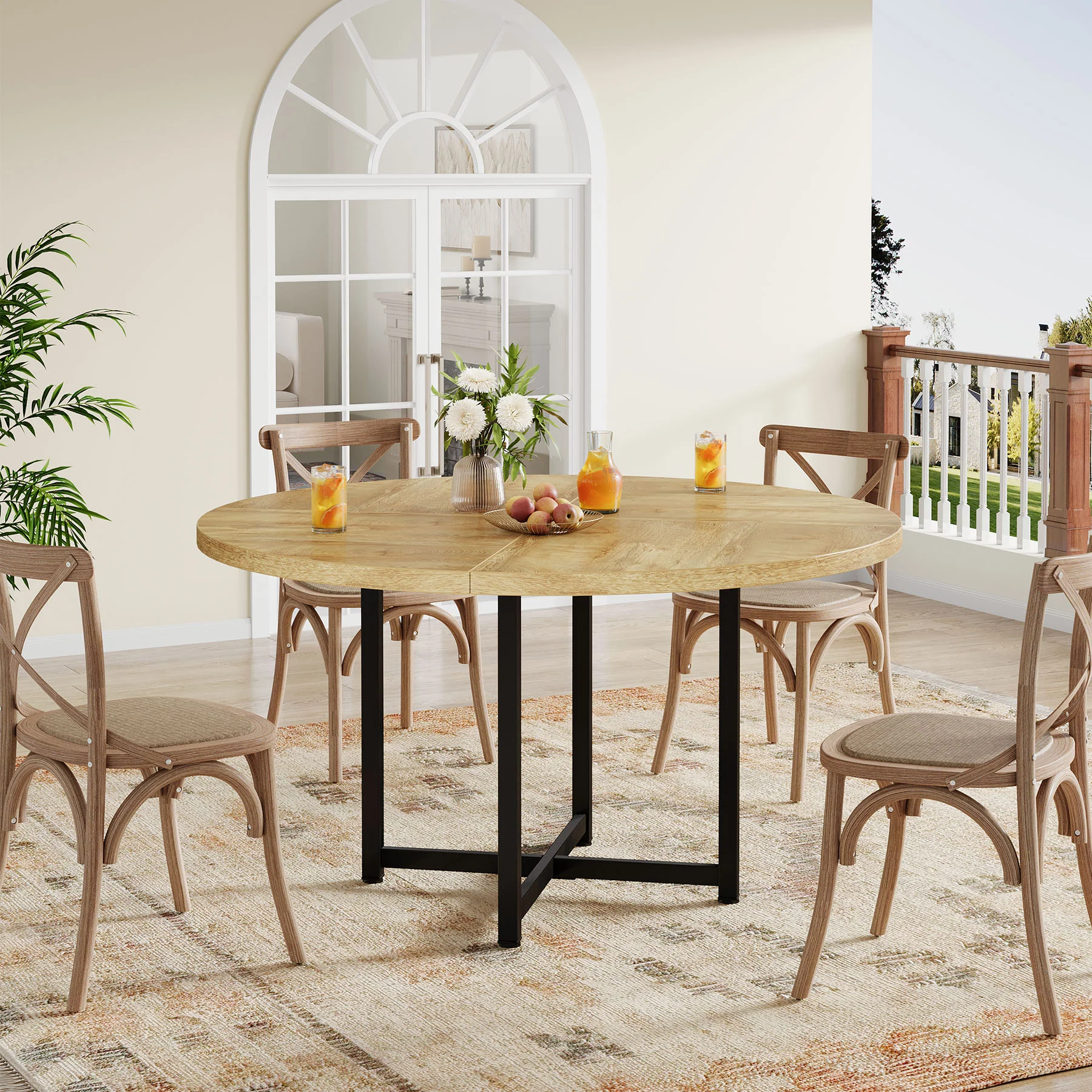 47" Round Dining Table, Heavy-Duty Metal Base, Space-Saving - Image 14