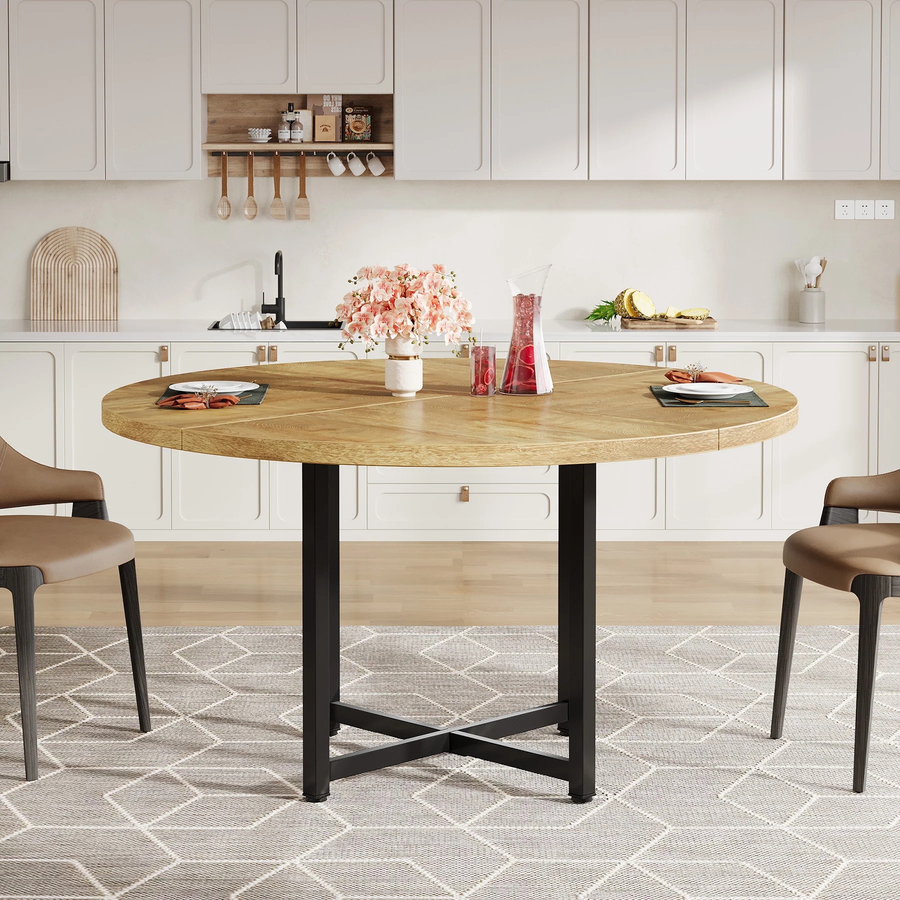47" Round Dining Table, Heavy-Duty Metal Base, Space-Saving - Image 16