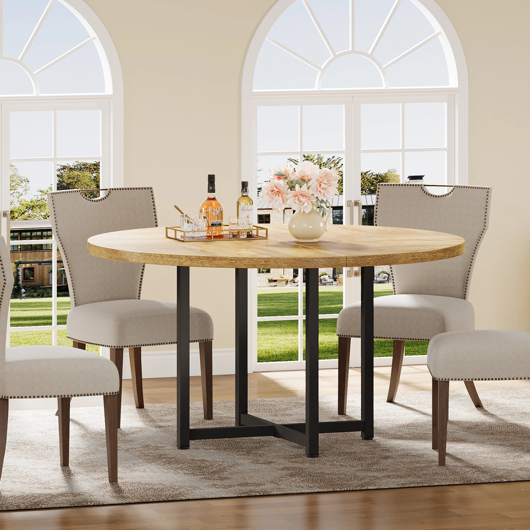 47" Round Dining Table, Heavy-Duty Metal Base, Space-Saving - Image 17