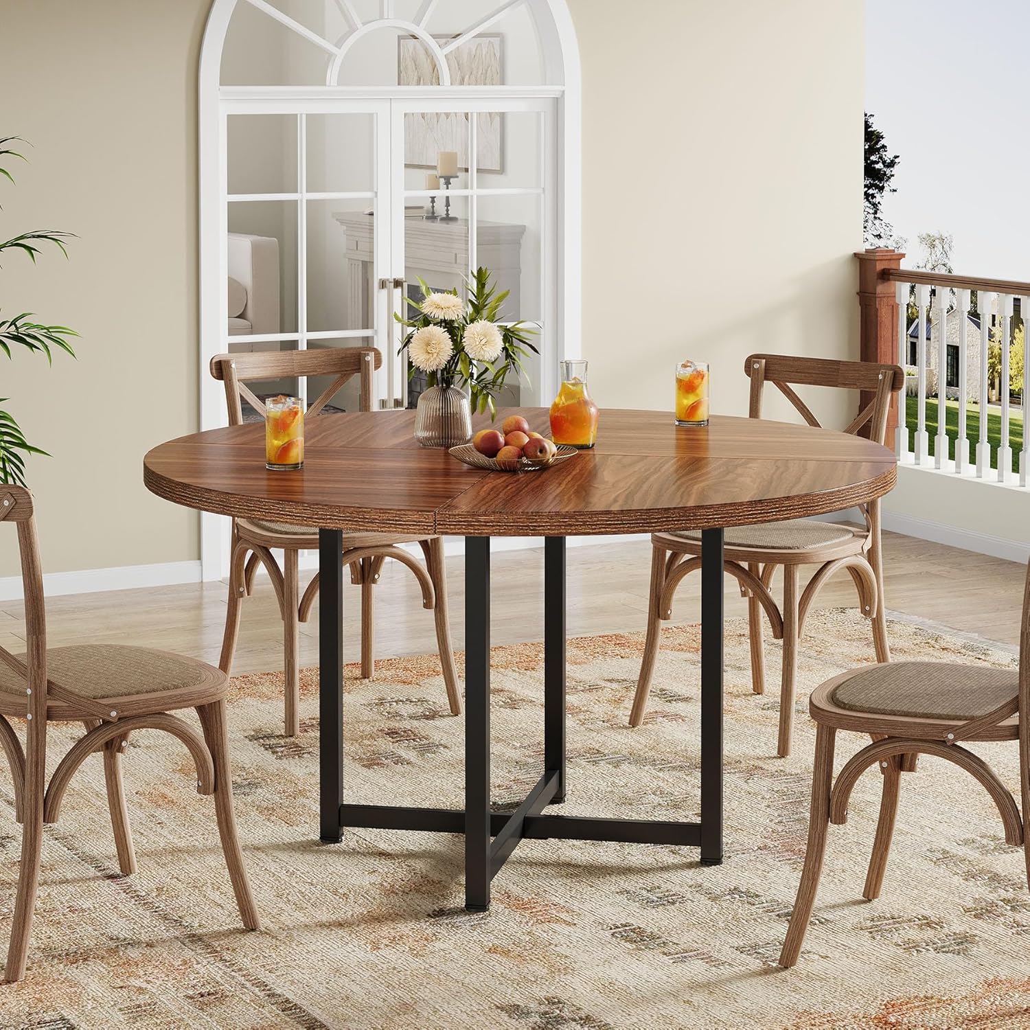 47" Round Dining Table, Heavy-Duty Metal Base, Space-Saving - Image 6