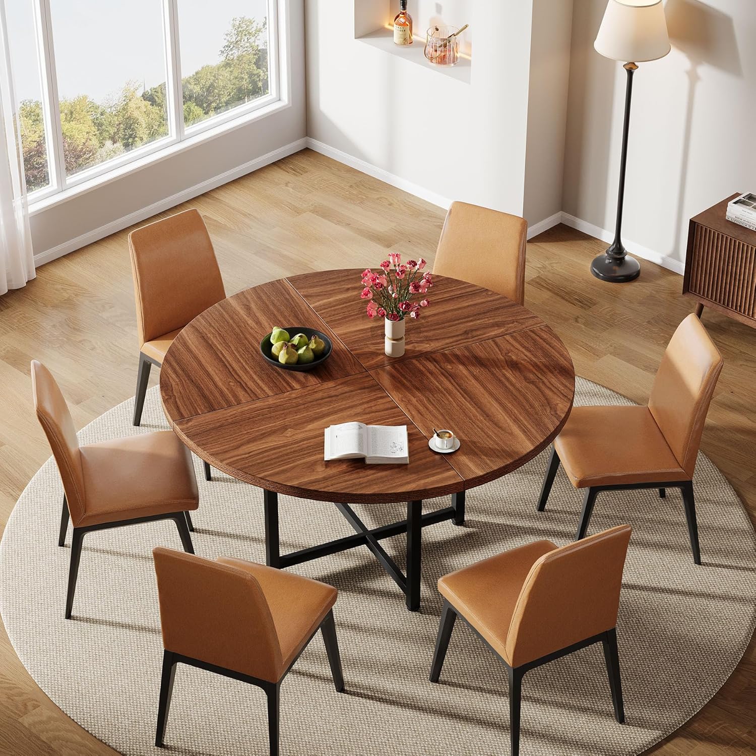 47" Round Dining Table, Heavy-Duty Metal Base, Space-Saving - Image 7