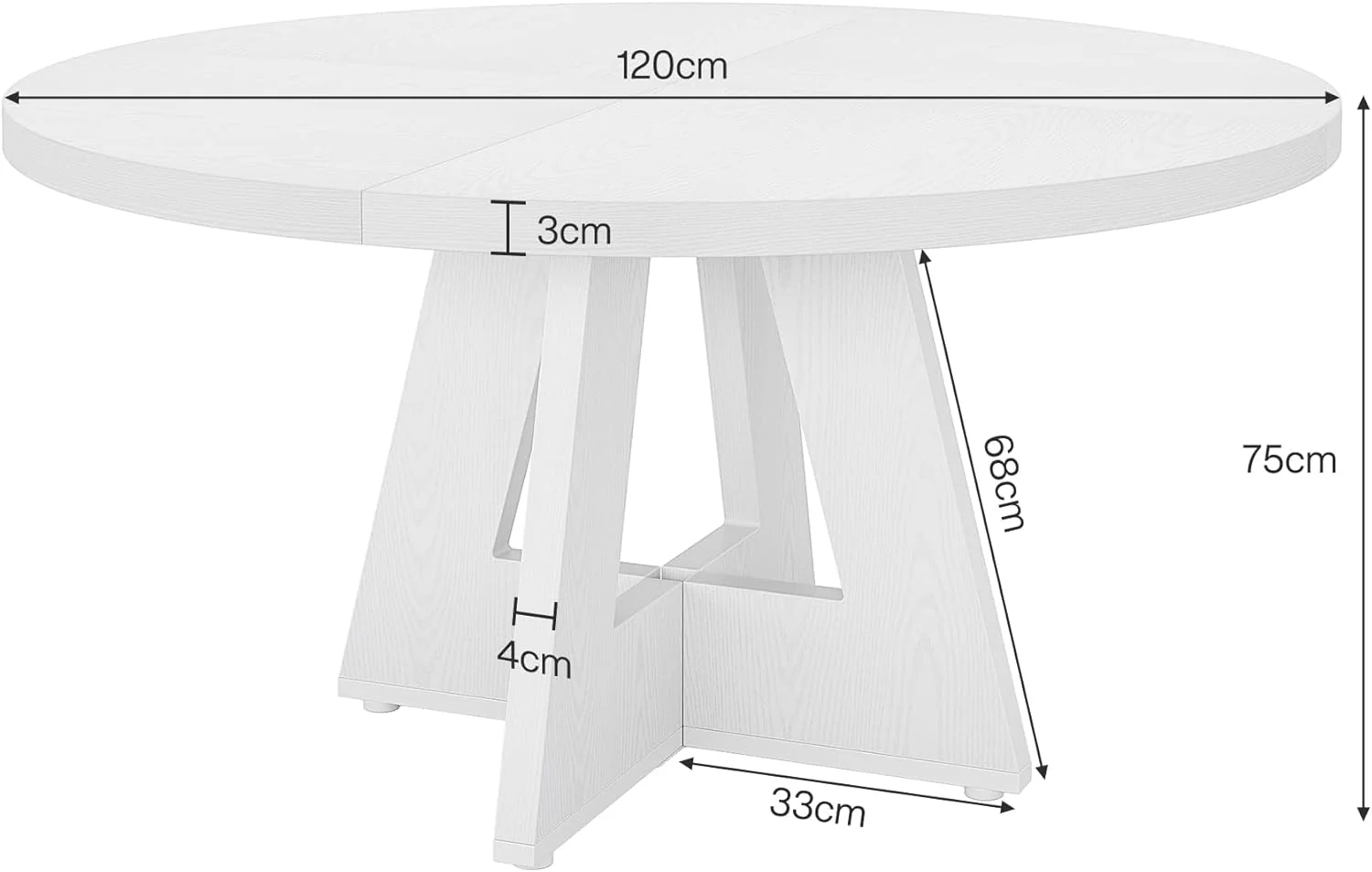 47-Inch Round Dining Table, Farmhouse Wood Kitchen Table for 4-6 with Cross Base - Image 27