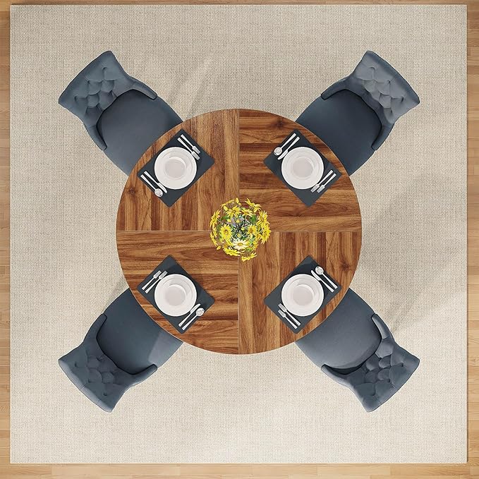47-Inch Round Dining Table, Farmhouse Wood Kitchen Table for 4-6 with Cross Base - Image 3