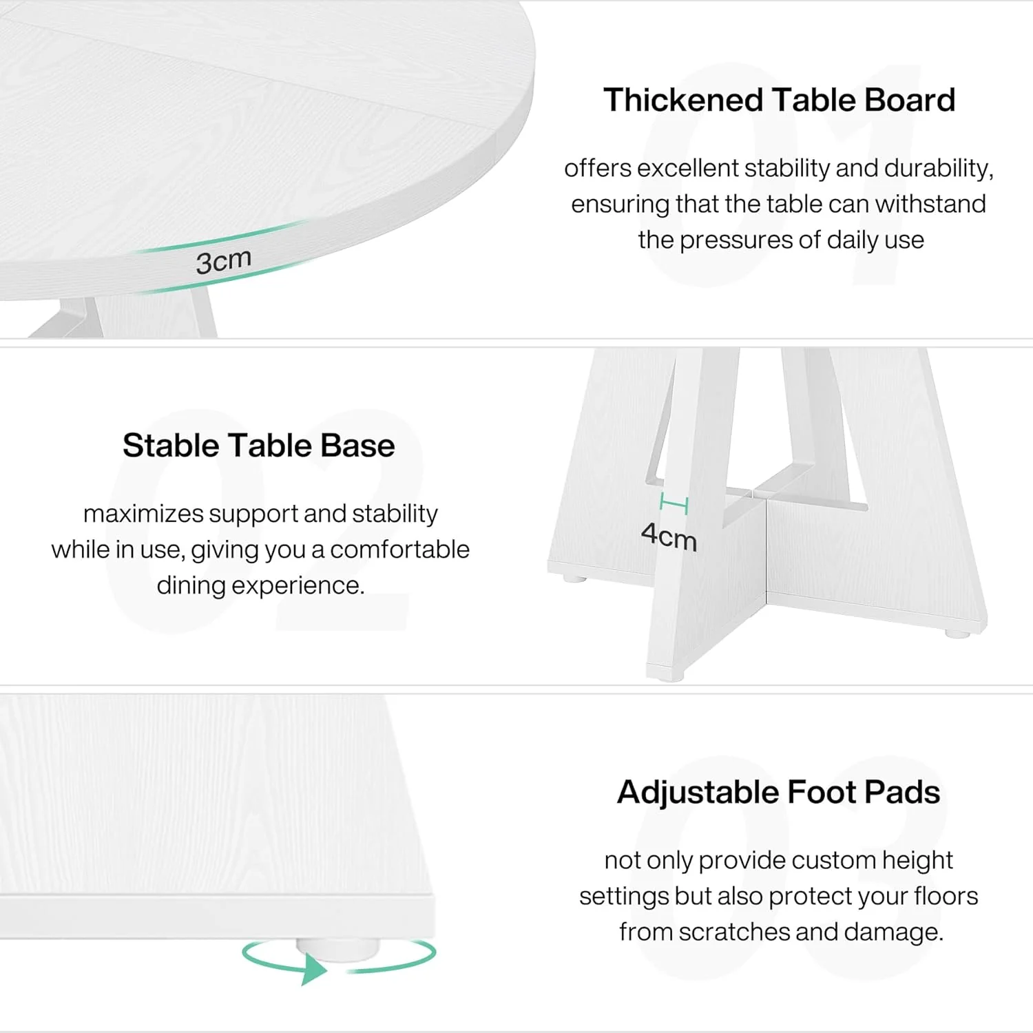 47-Inch Round Dining Table, Farmhouse Wood Kitchen Table for 4-6 with Cross Base - Image 31