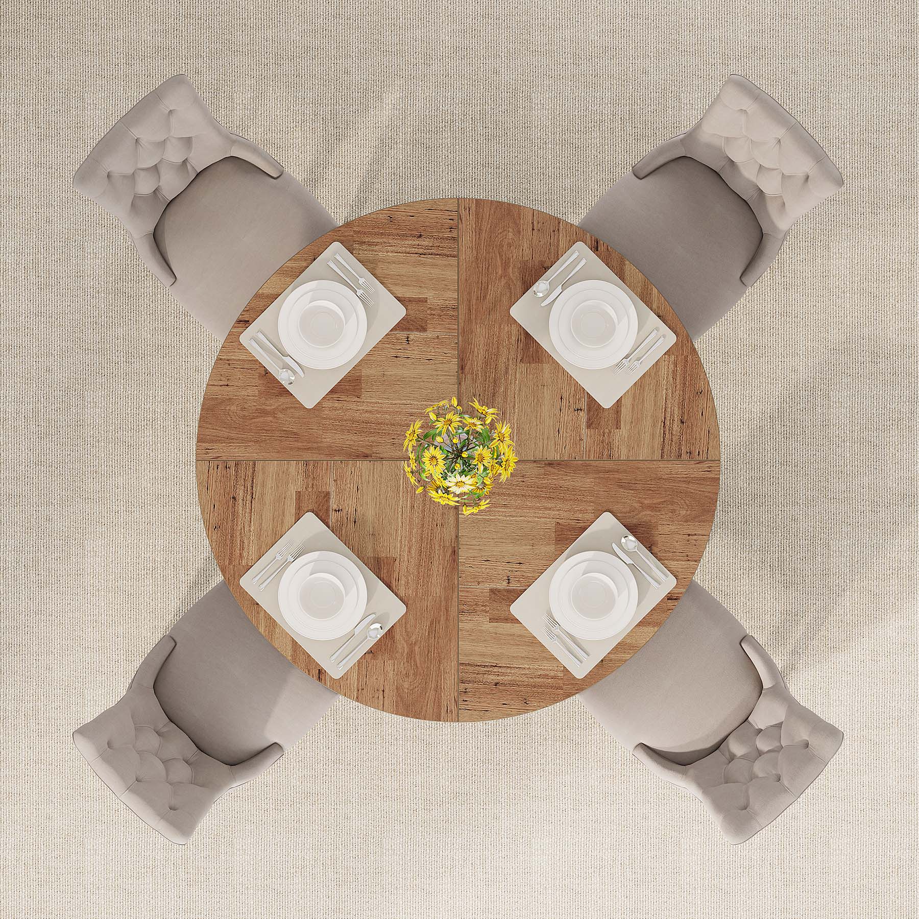 47-Inch Round Dining Table, Farmhouse Wood Kitchen Table for 4-6 with Cross Base - Image 35