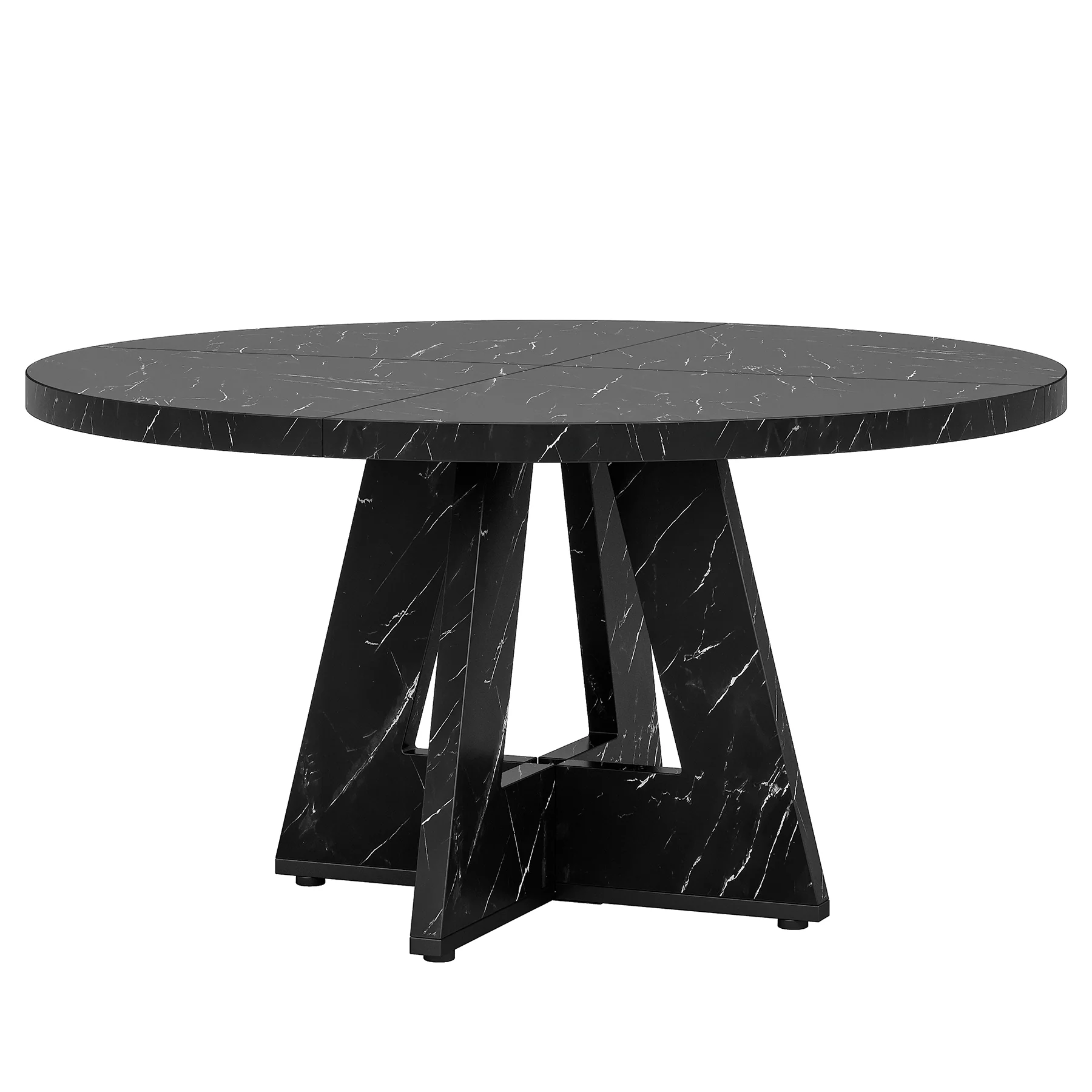 47-Inch Round Dining Table, Farmhouse Wood Kitchen Table for 4-6 with Cross Base - Image 50