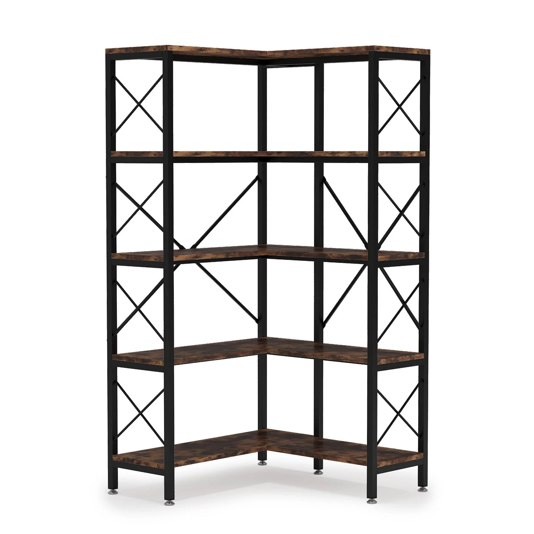 5-Tier Corner Bookshelf, 65.7-Inch Tall Etagere Bookcase Display Rack - Image 7