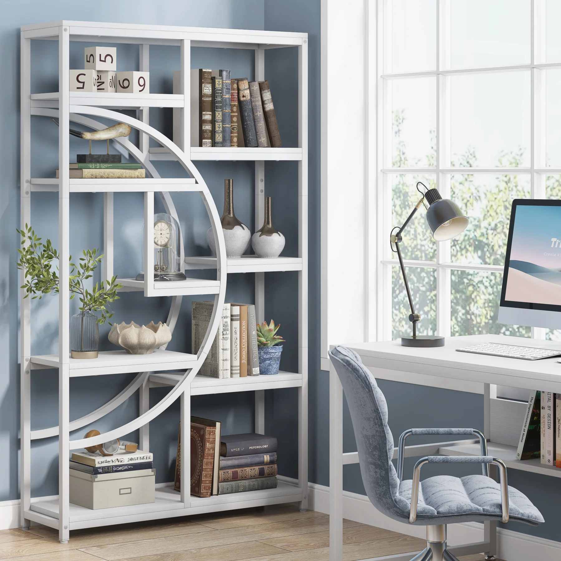 37.4 Inch 5-Tier Industrial Bookshelf for Living Room, Bedroom, Home Office - Image 10