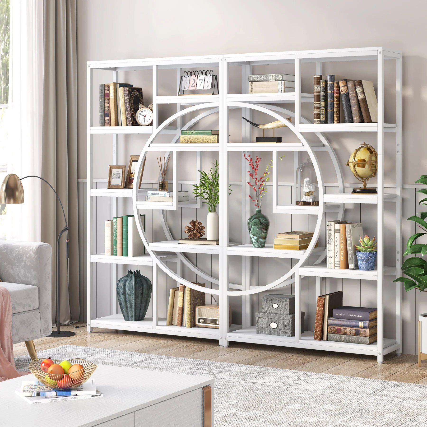 37.4 Inch 5-Tier Industrial Bookshelf for Living Room, Bedroom, Home Office - Image 12
