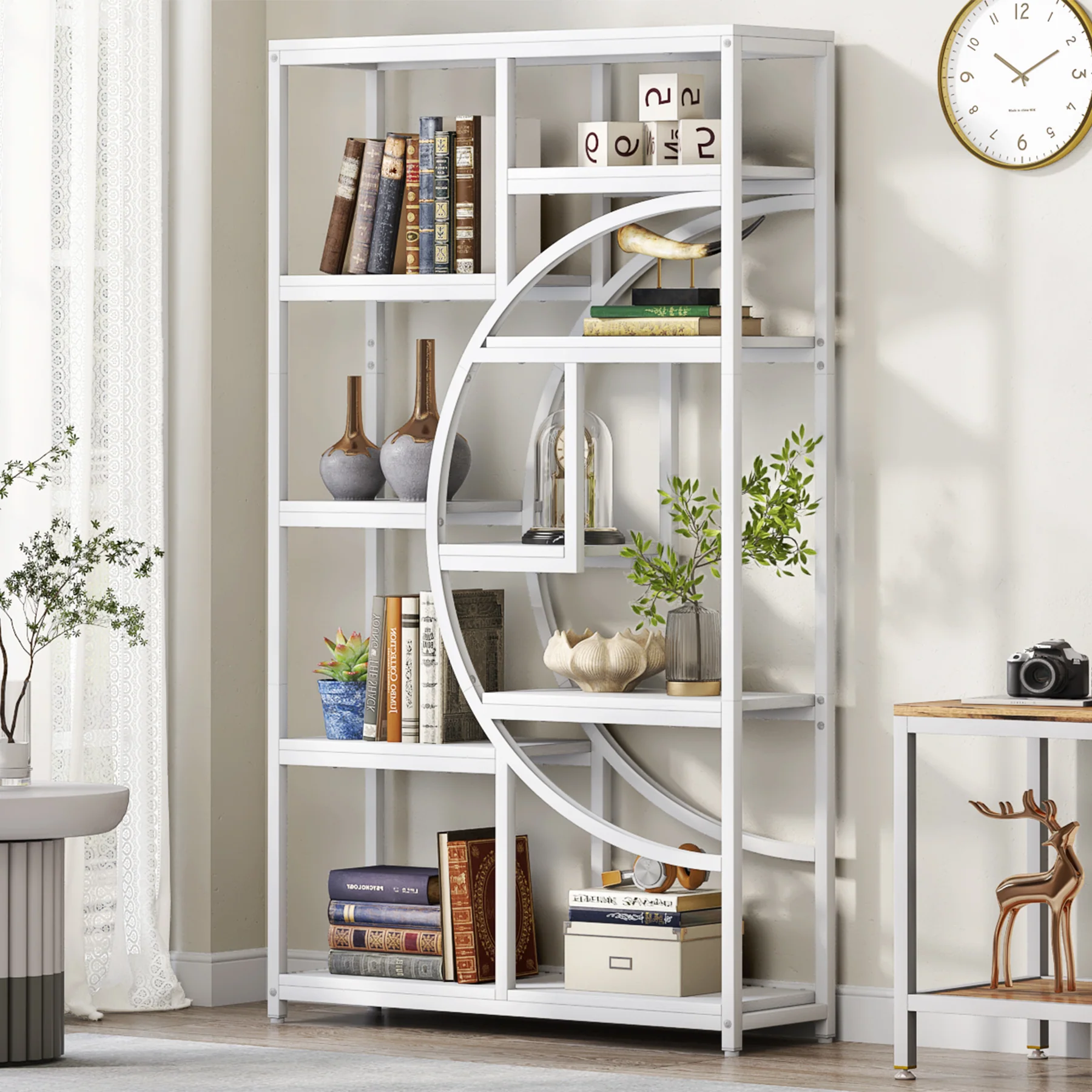 37.4 Inch 5-Tier Industrial Bookshelf for Living Room, Bedroom, Home Office - Image 15