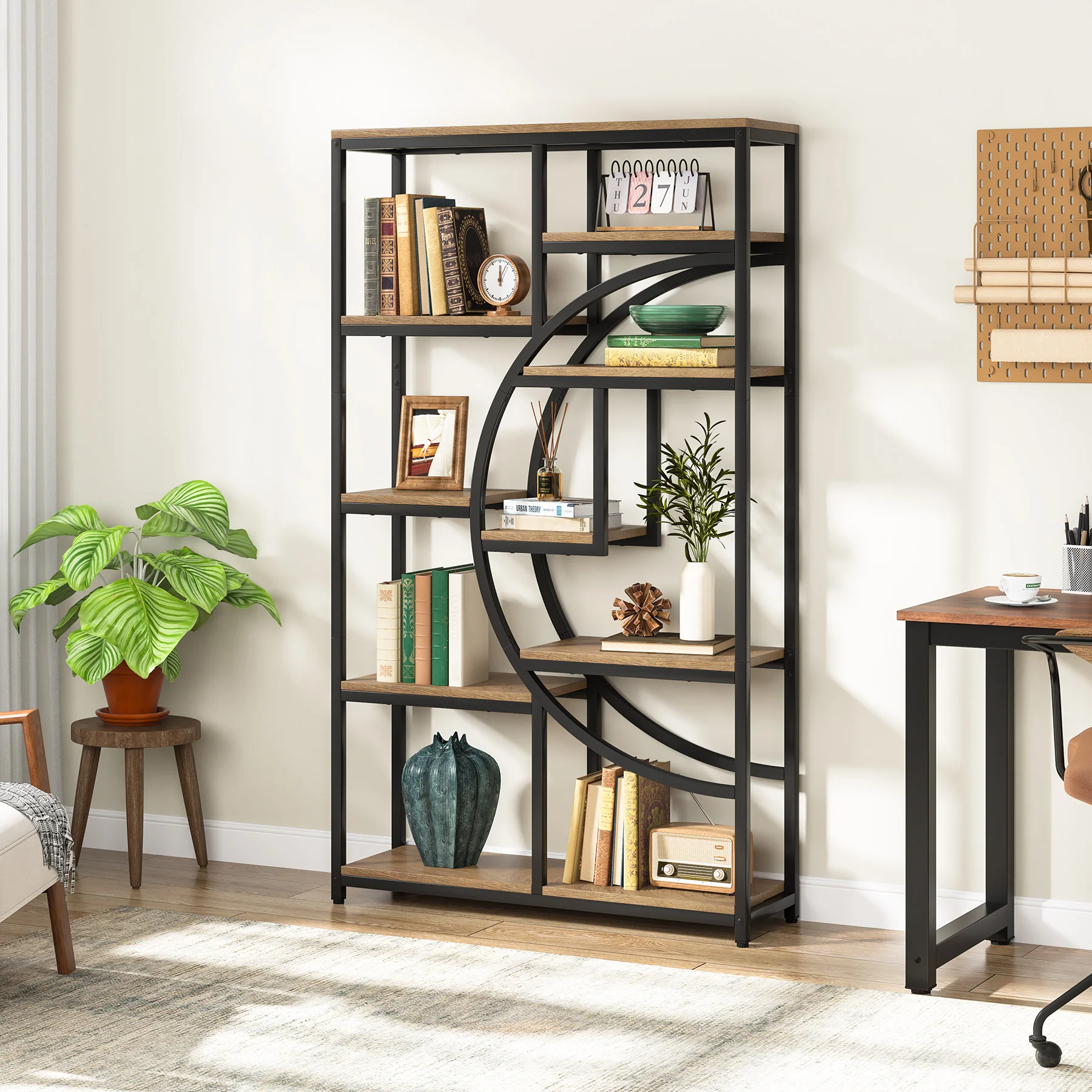 37.4 Inch 5-Tier Industrial Bookshelf for Living Room, Bedroom, Home Office - Image 20