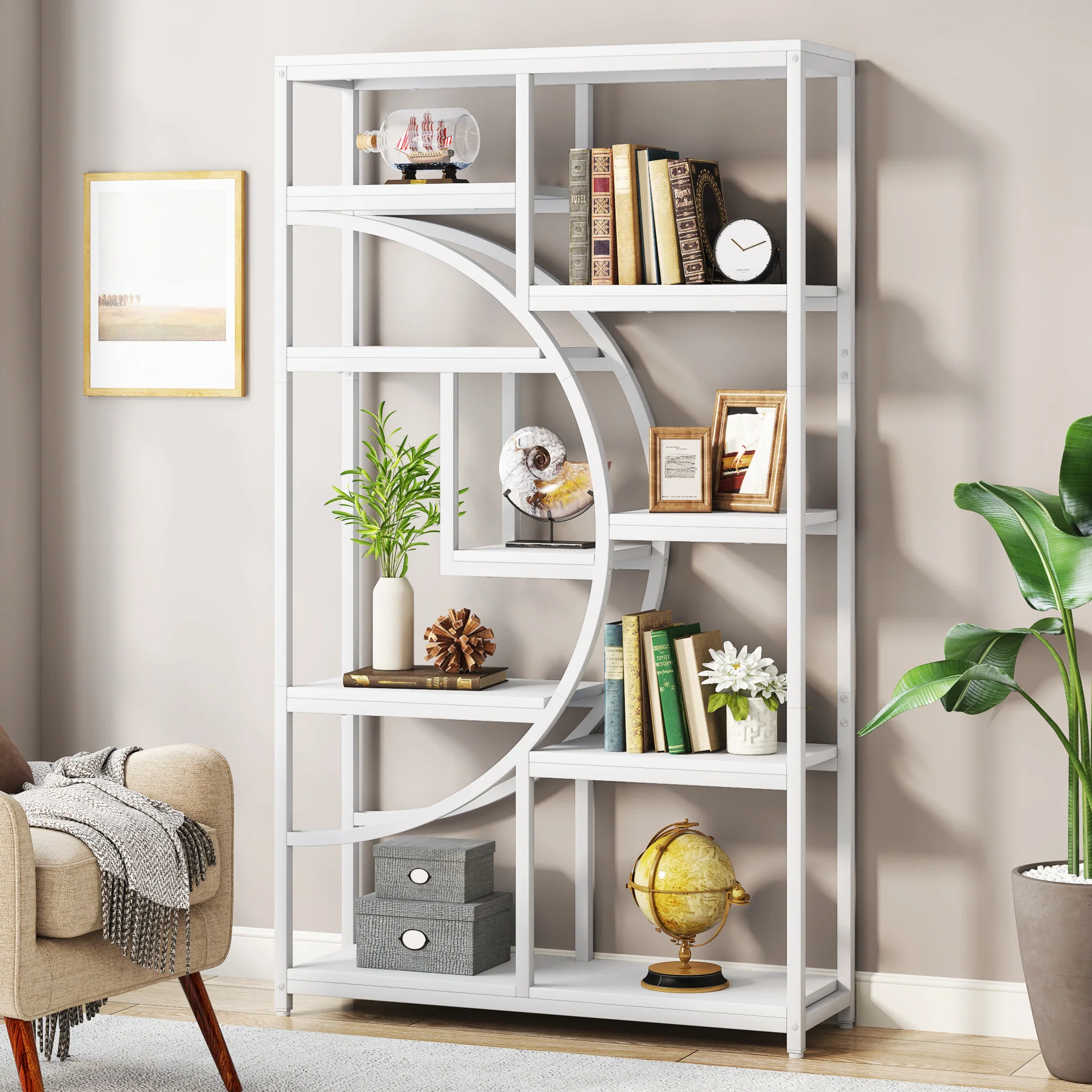 37.4 Inch 5-Tier Industrial Bookshelf for Living Room, Bedroom, Home Office - Image 7