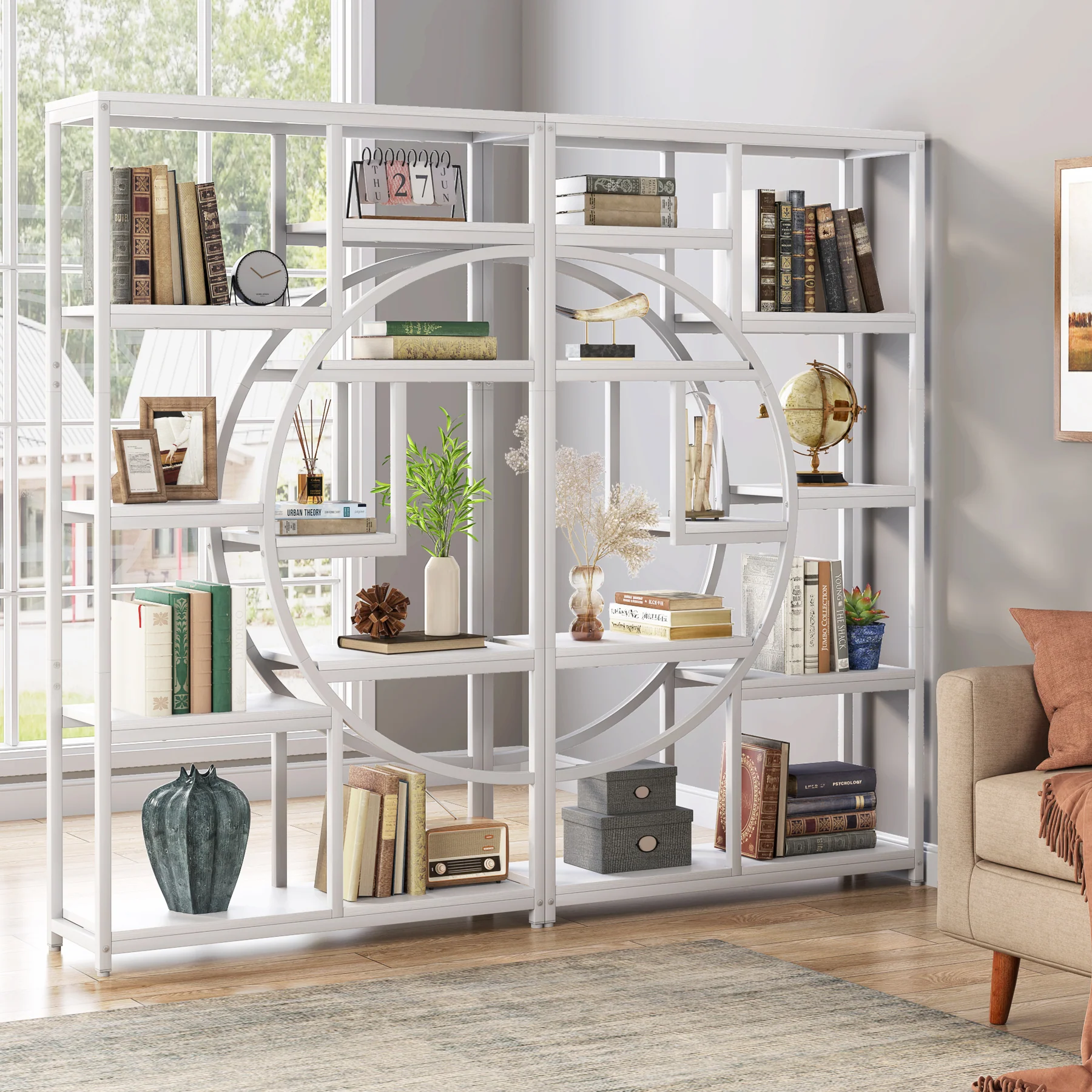 37.4 Inch 5-Tier Industrial Bookshelf for Living Room, Bedroom, Home Office - Image 9