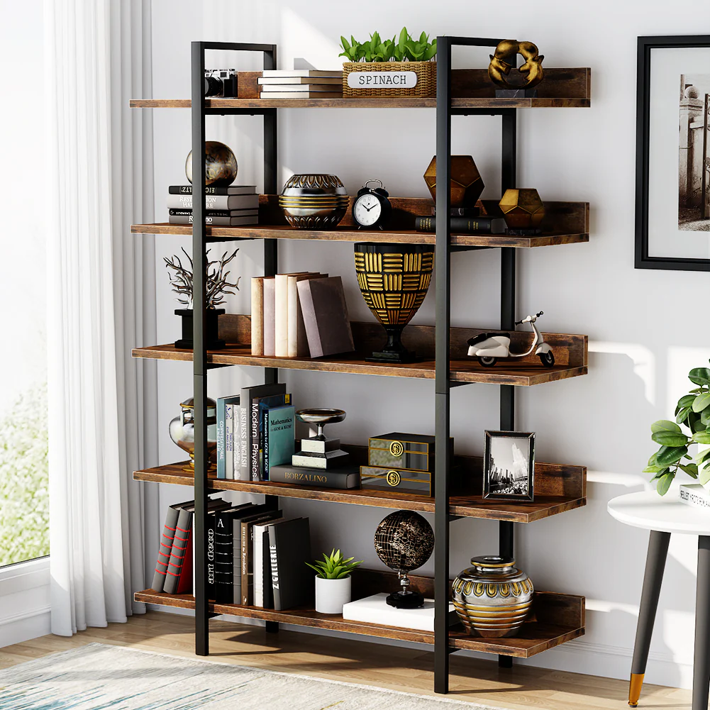 Tribesigns 5-Tier Industrial Bookshelf and Display Rack - Image 3