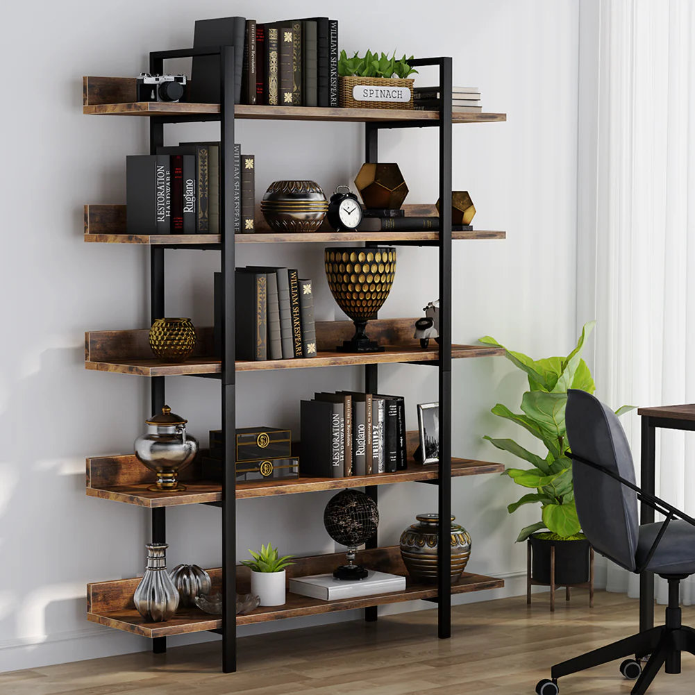 Tribesigns 5-Tier Industrial Bookshelf and Display Rack - Image 4