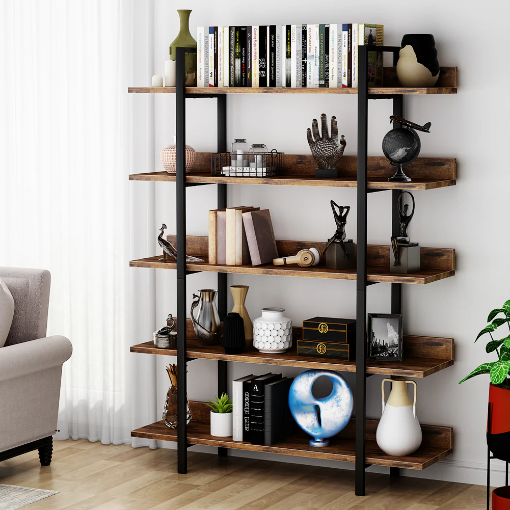 Tribesigns 5-Tier Industrial Bookshelf and Display Rack - Image 6