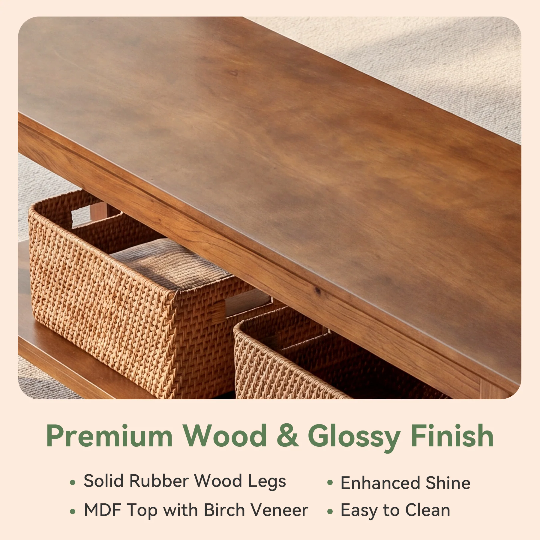 Tribesigns 55-Inch Farmhouse Bench with Storage Shelf, Wooden Dining Seating for Kitchen Dining Room and Patio - Image 3