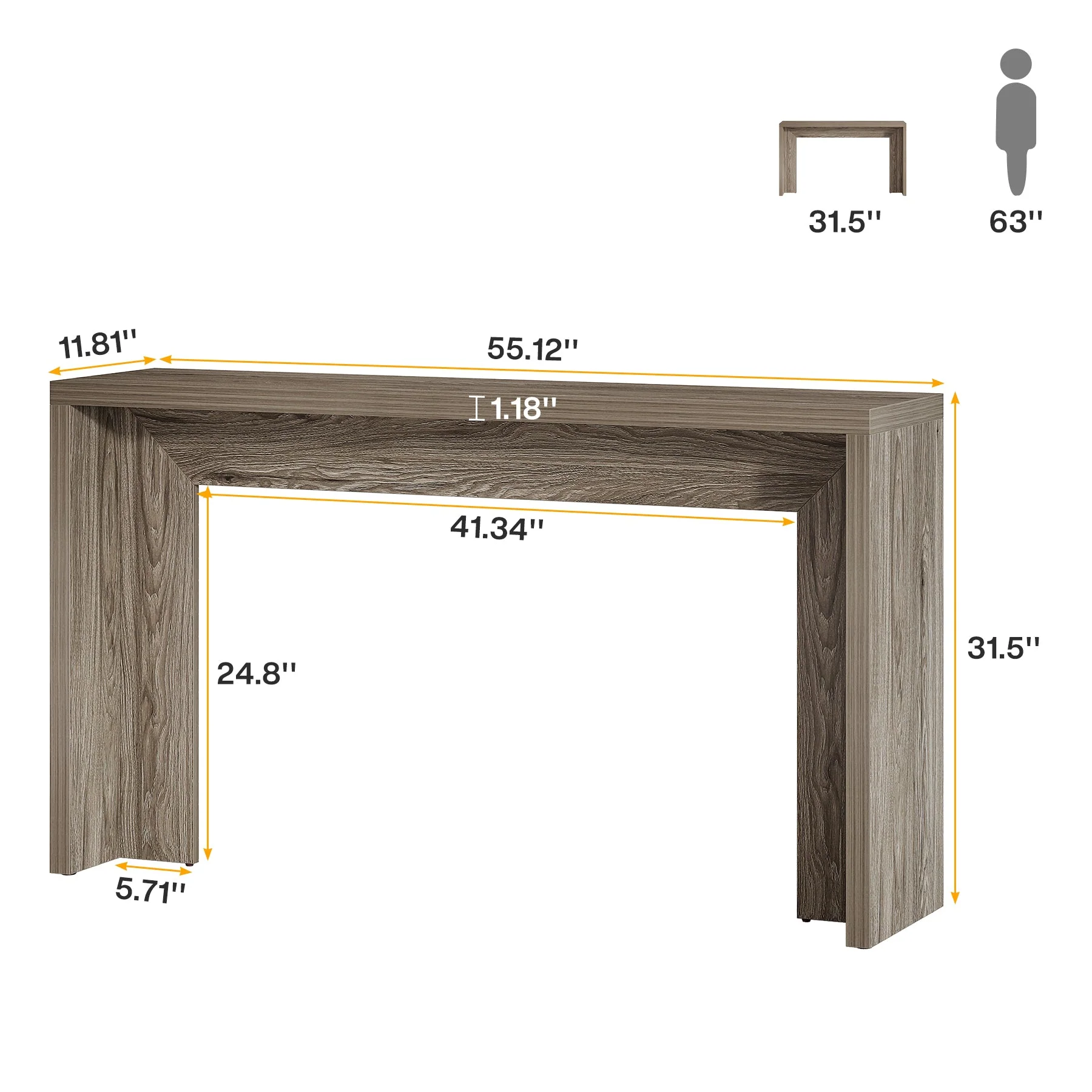 Tribesigns 55-Inch Farmhouse Console Table with Storage, Narrow Wooden Entryway Sofa Table - Image 2