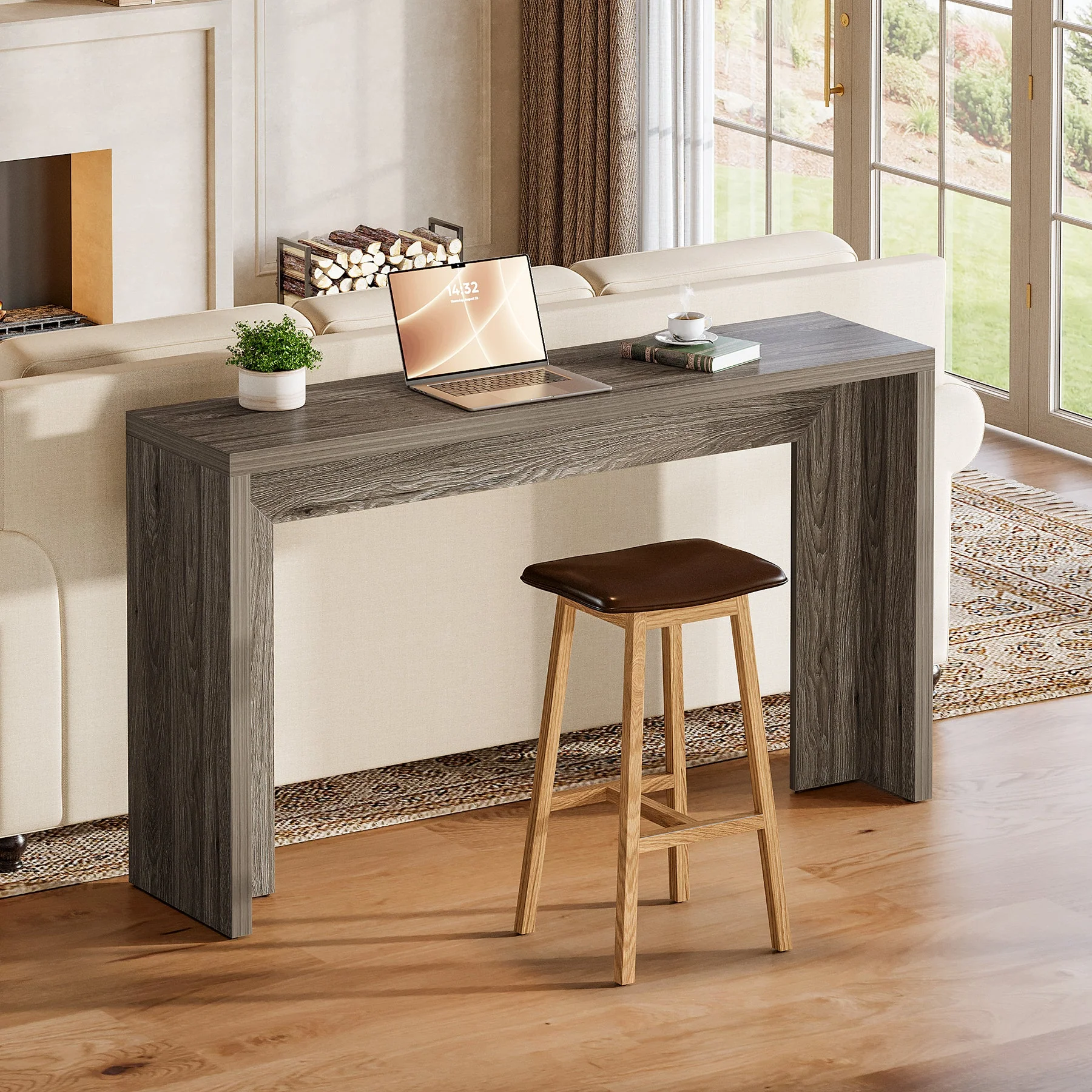 Tribesigns 55-Inch Farmhouse Console Table with Storage, Narrow Wooden Entryway Sofa Table - Image 6