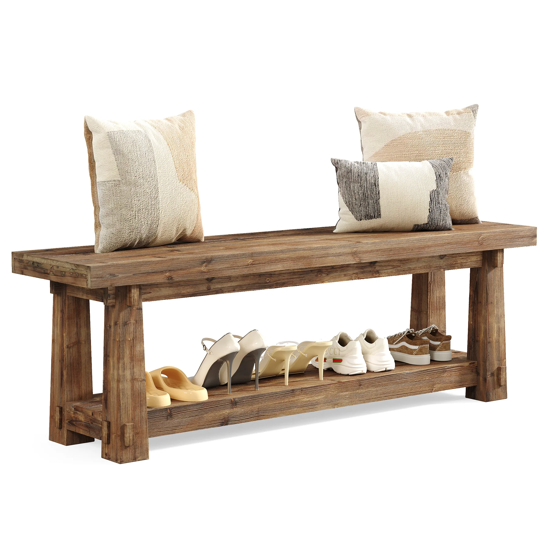 Tribesigns 55-Inch Shoe Storage Bench, Solid Wood Entryway Bench for Hallway - Image 10
