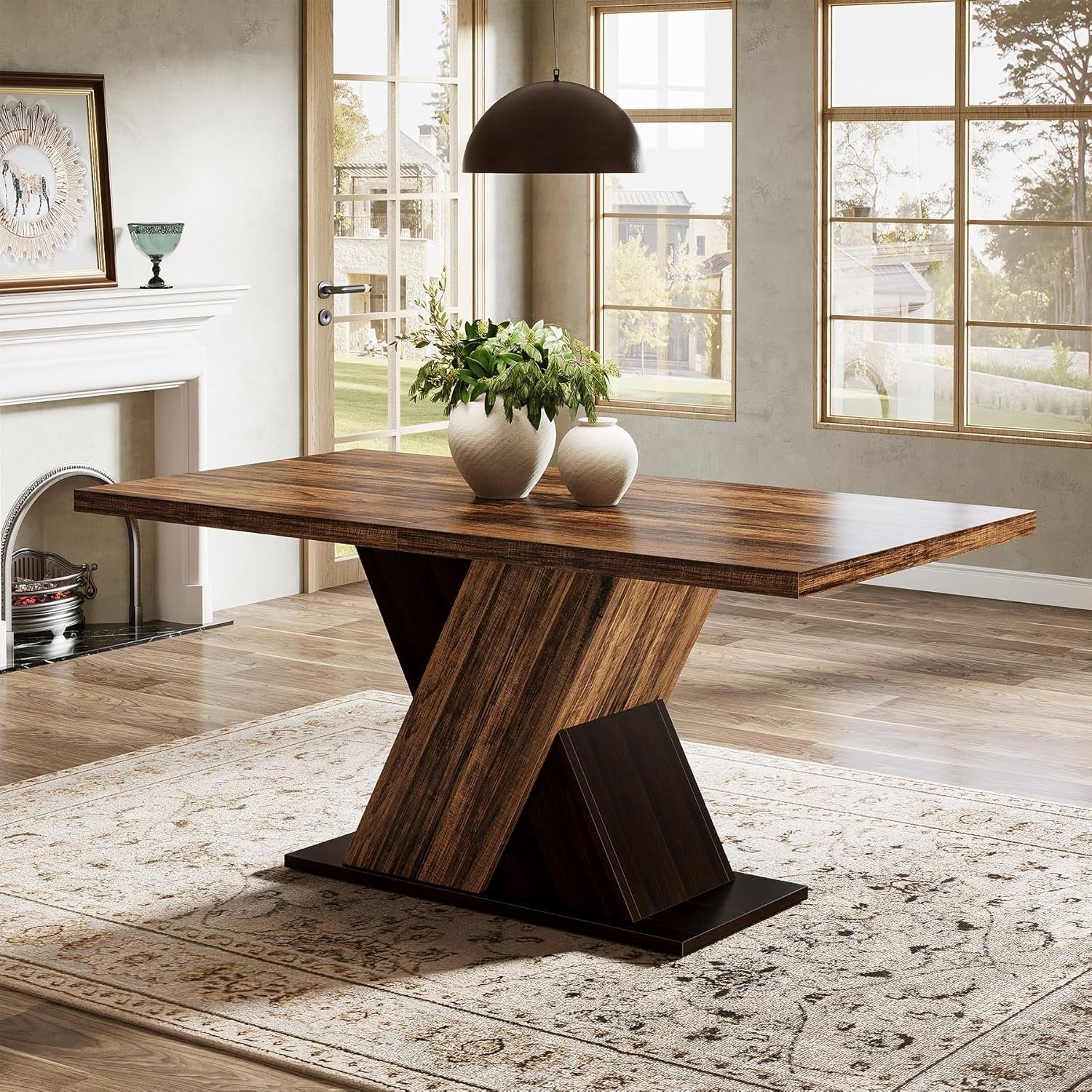 Tribesigns 55" Rustic Farmhouse Dining Table, Space-Saving Wood Table for 4 - Image 4