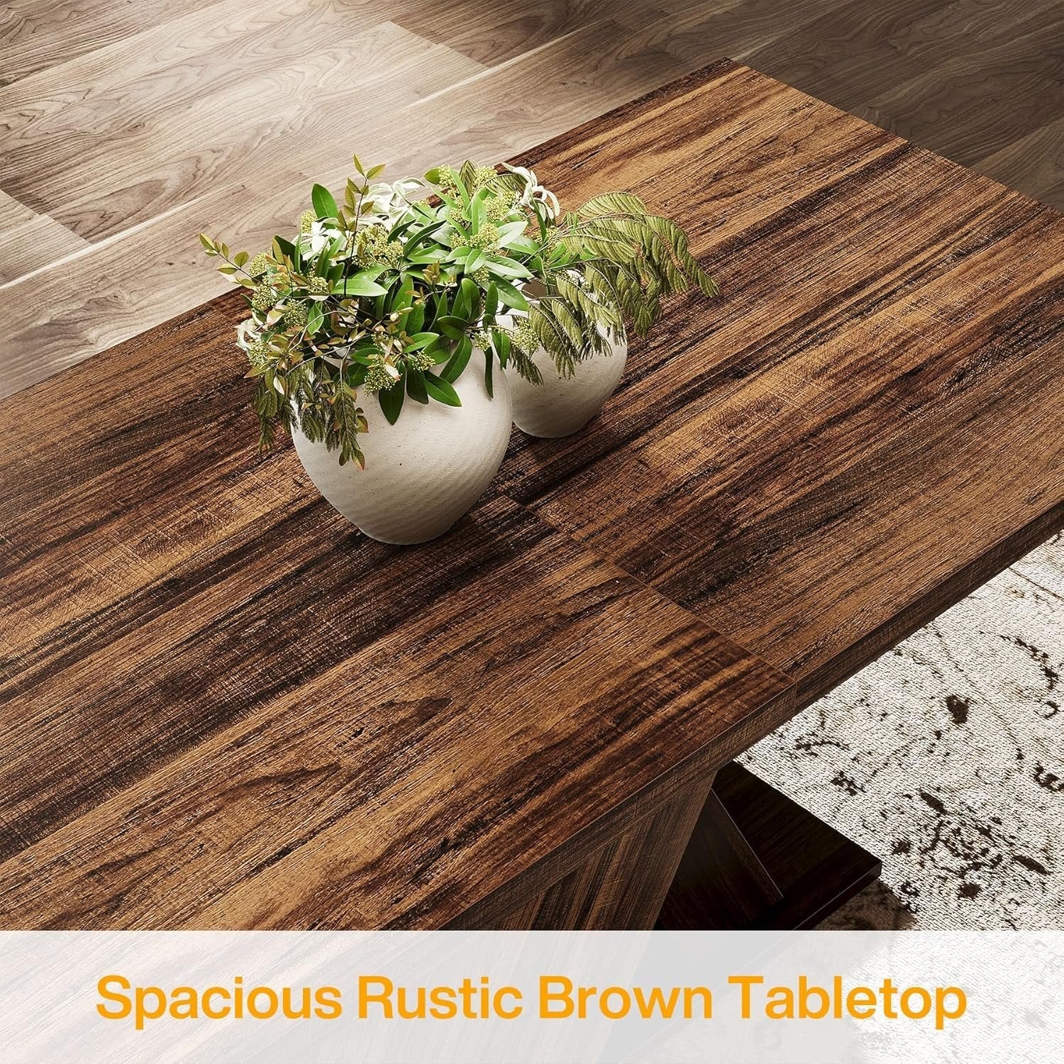 Tribesigns 55" Rustic Farmhouse Dining Table, Space-Saving Wood Table for 4 - Image 6