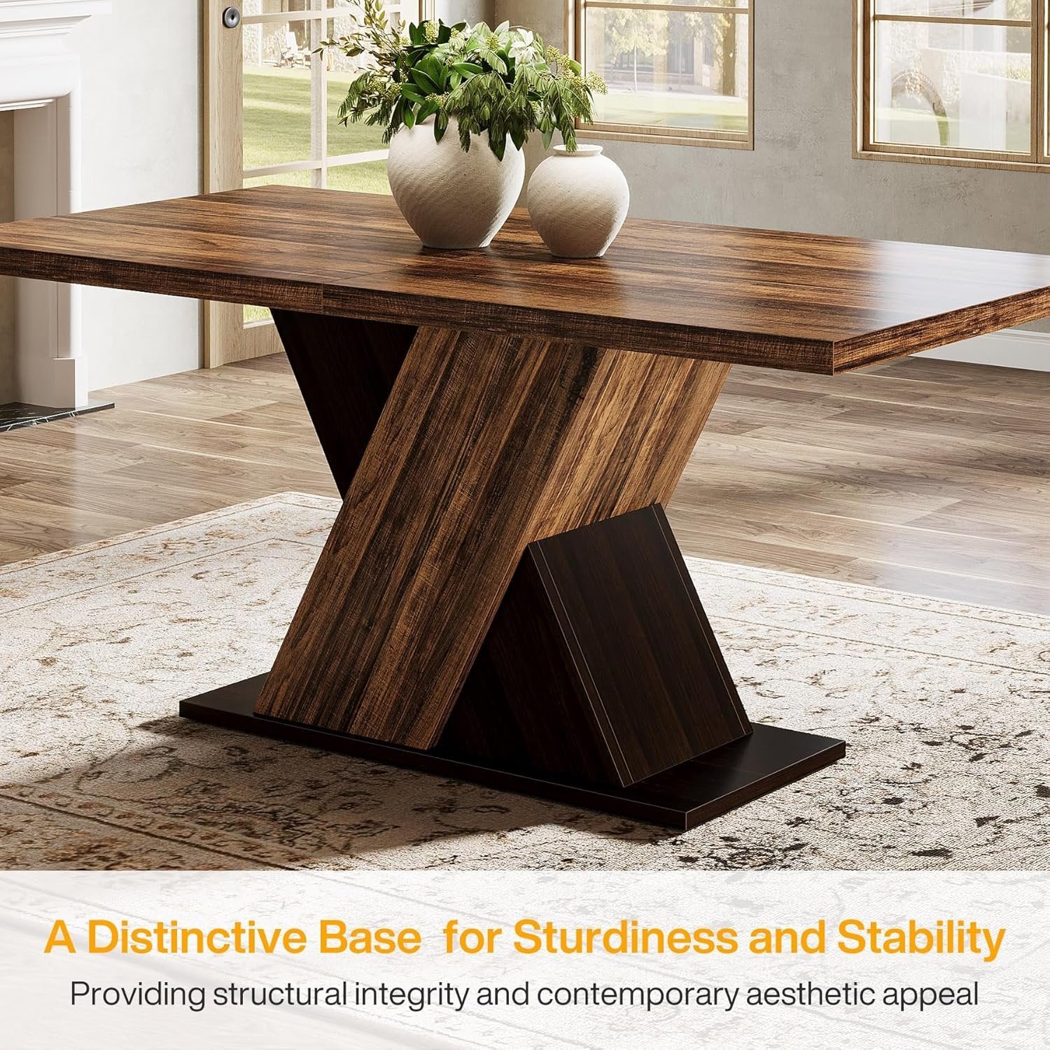 Tribesigns 55" Rustic Farmhouse Dining Table, Space-Saving Wood Table for 4 - Image 7