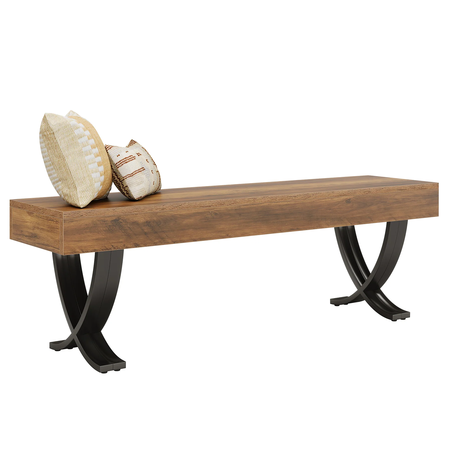 Tribesigns 55" Shoe Bench, Industrial Bench with Metal X-Legs for Hallway - Image 11