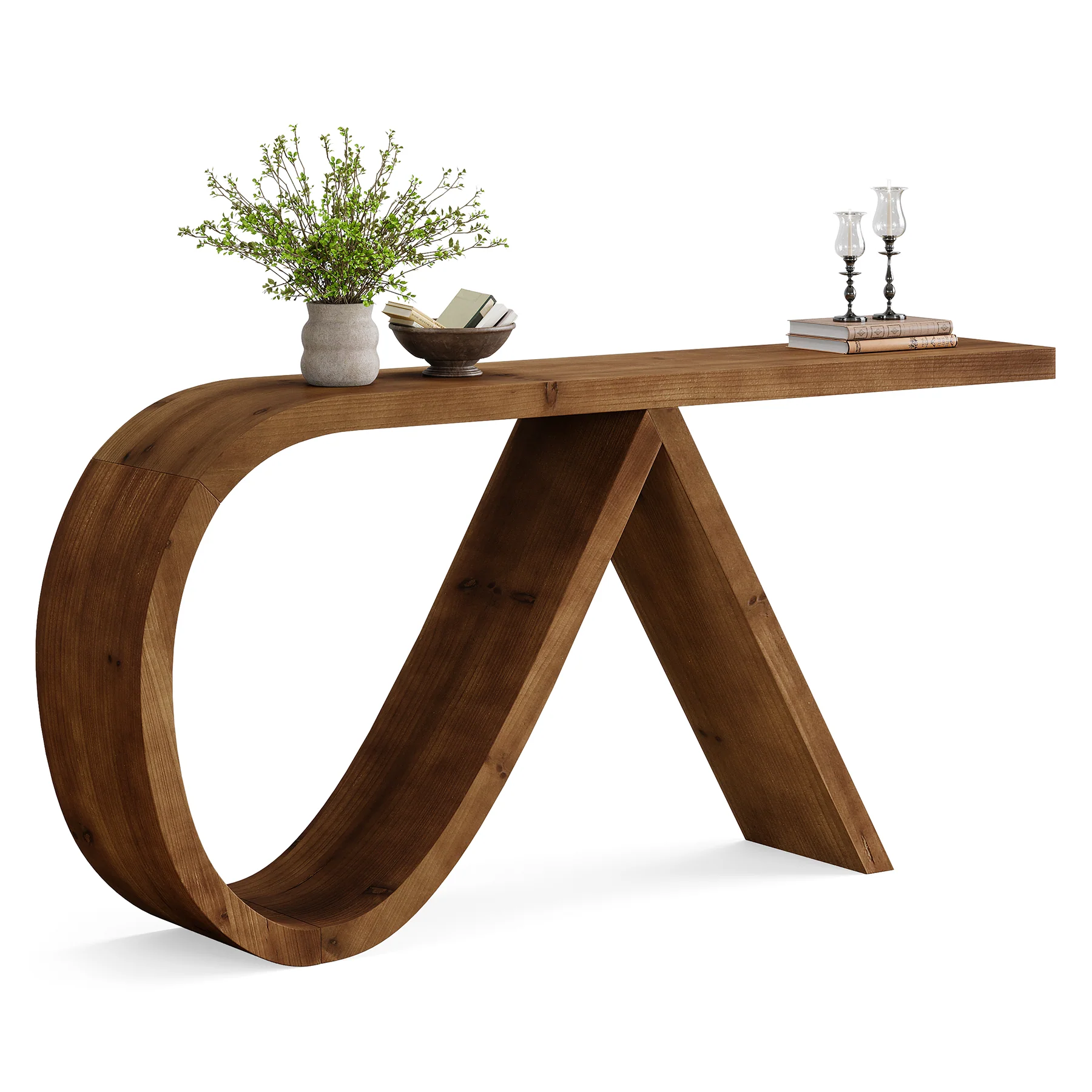 Tribesigns 57-Inch Curved Console Table, Solid Wood Sofa Table for Hallway - Image 14