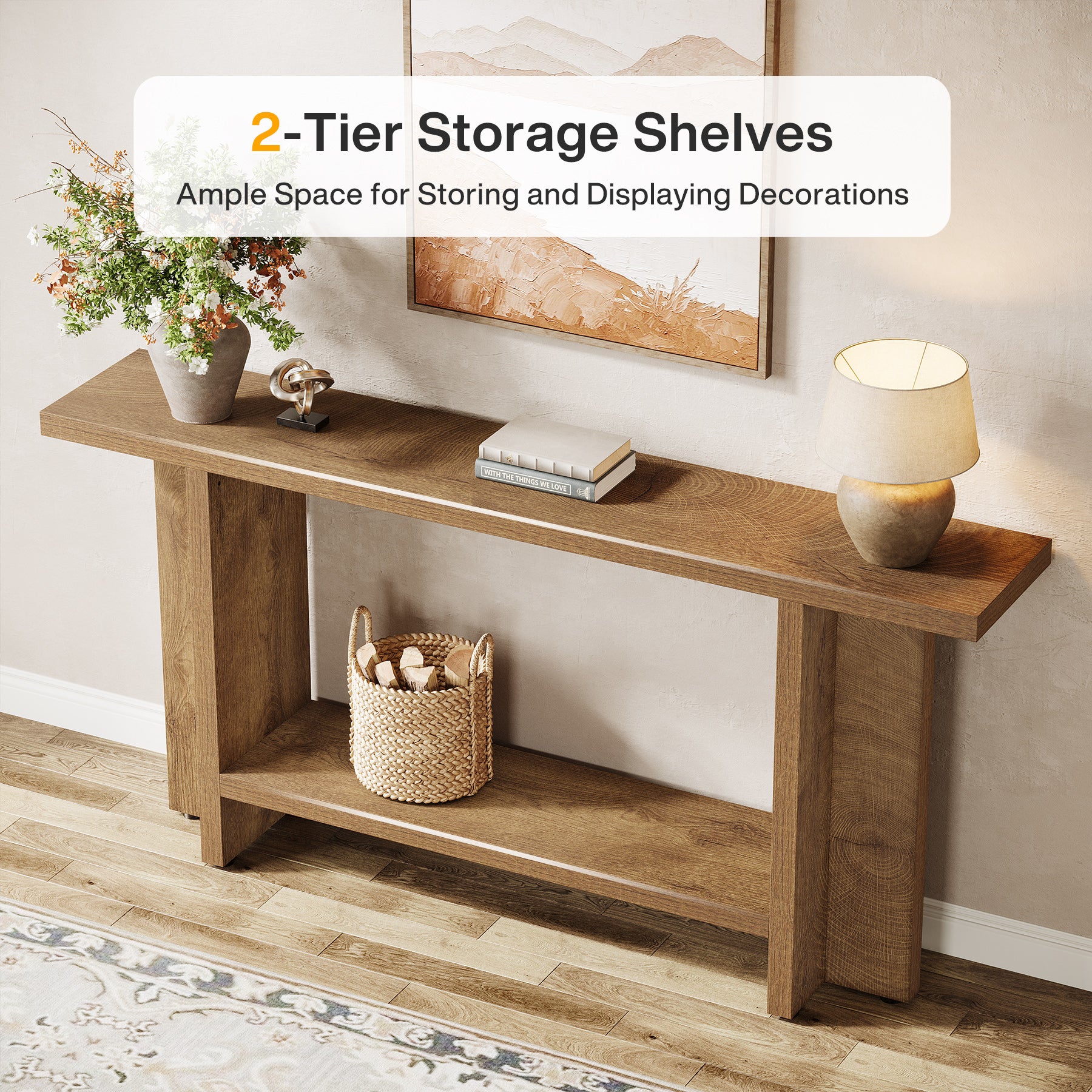 Tribesigns 59" Console Table, Farmhouse Sofa & Hallway Table with Double Storage - Image 11